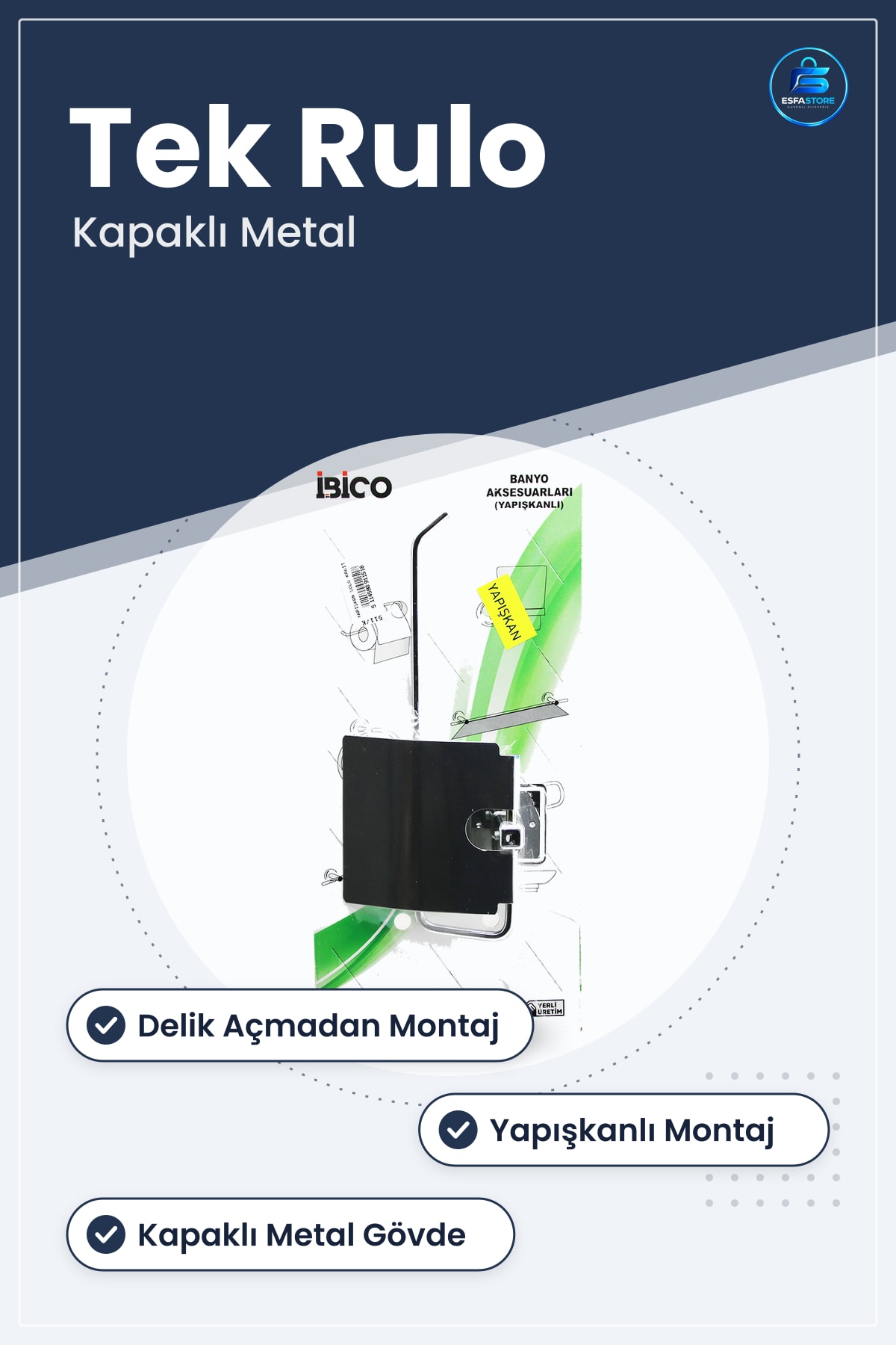 Kapaklı Metal Banyo Kasıt Havluluk Yapışkanlı Montaj Tuvalet Kağıtı Tutucu Delik Açmadan Kolay