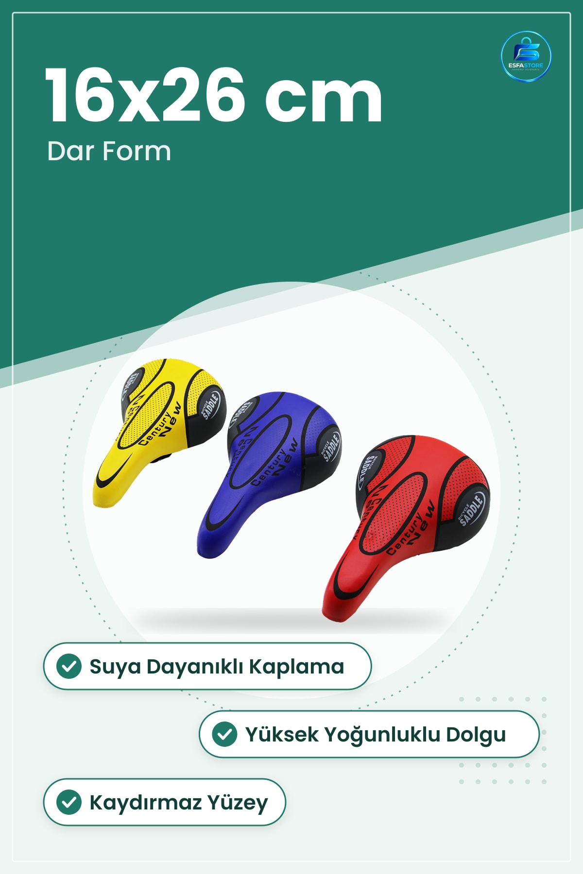 Bisiklet Selesi Küçük Dar 16x26 cm Suya Dayanıklı Ergonomik Kaymaz Şehir ve Performans Sürüşü