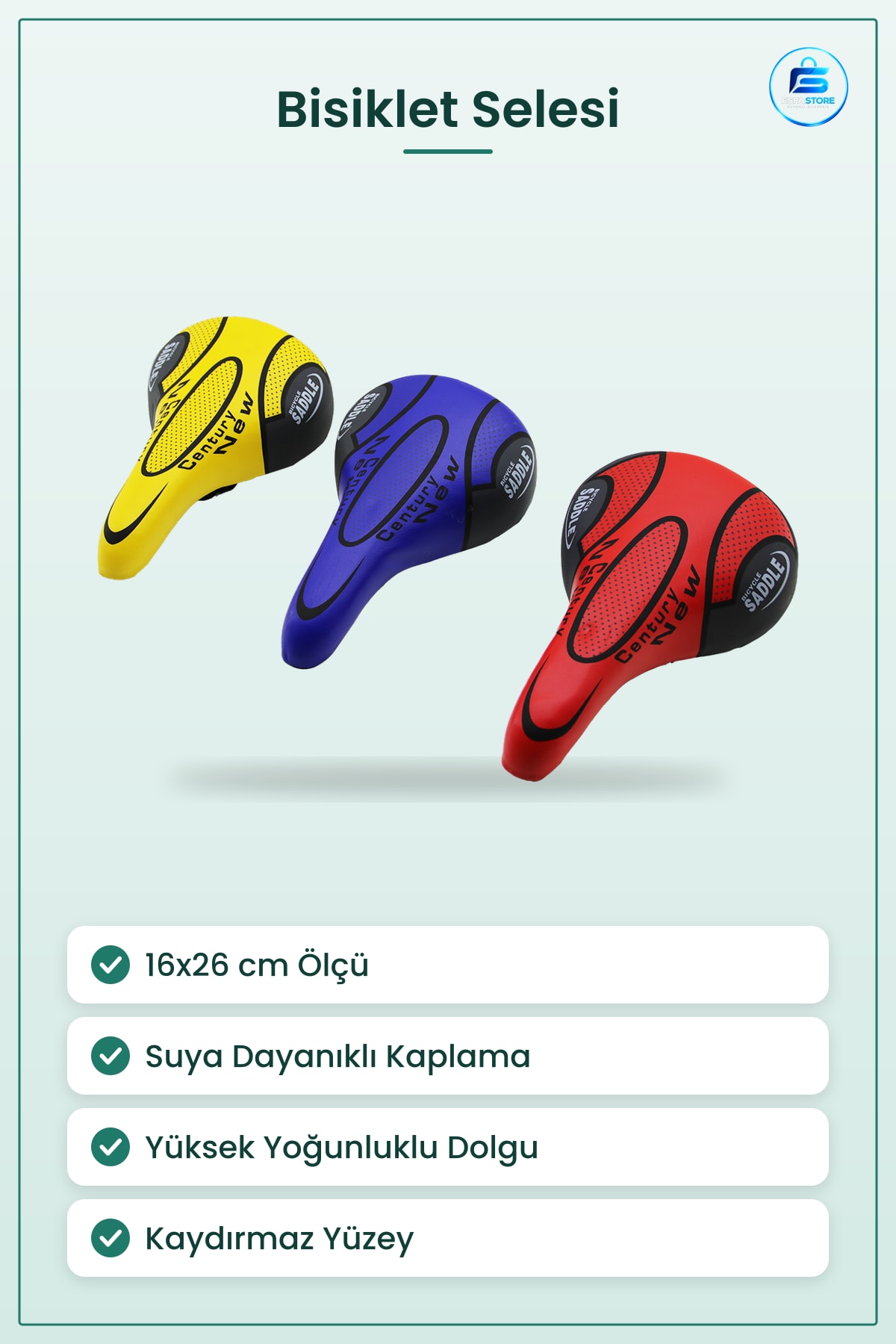 Bisiklet Selesi Küçük Dar 16x26 cm Suya Dayanıklı Ergonomik Kaymaz Şehir ve Performans Sürüşü