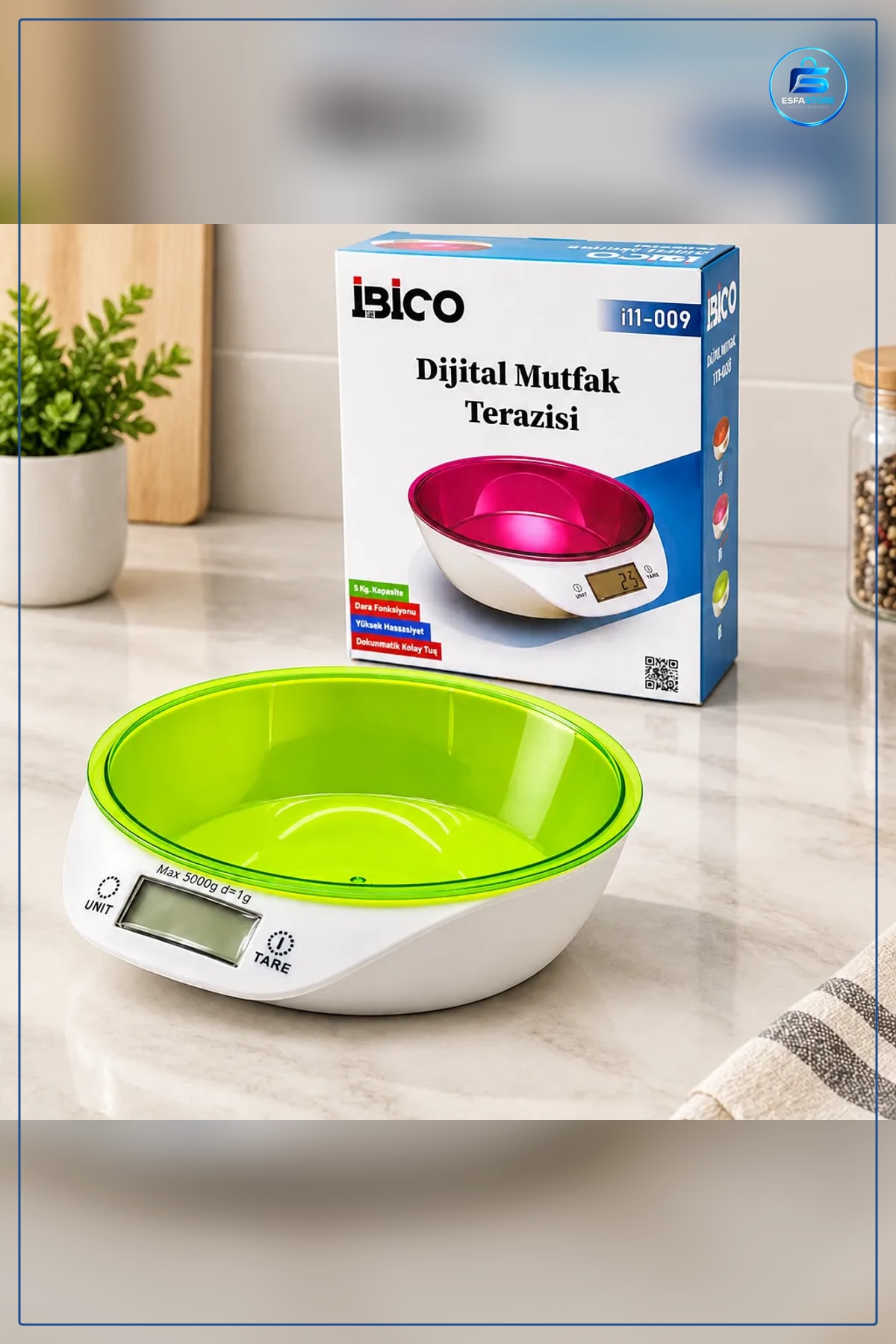 Dijital Kaseli Mutfak Terazisi 5kg/1g Pilli Tare Fonksiyonlu Hijyenik Taşınabilir Porsiyon
