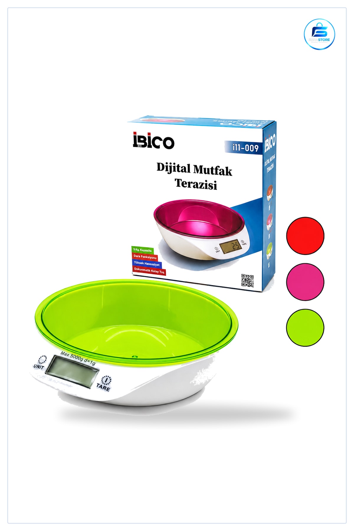 Dijital Kaseli Mutfak Terazisi 5kg/1g Pilli Tare Fonksiyonlu Hijyenik Taşınabilir Porsiyon