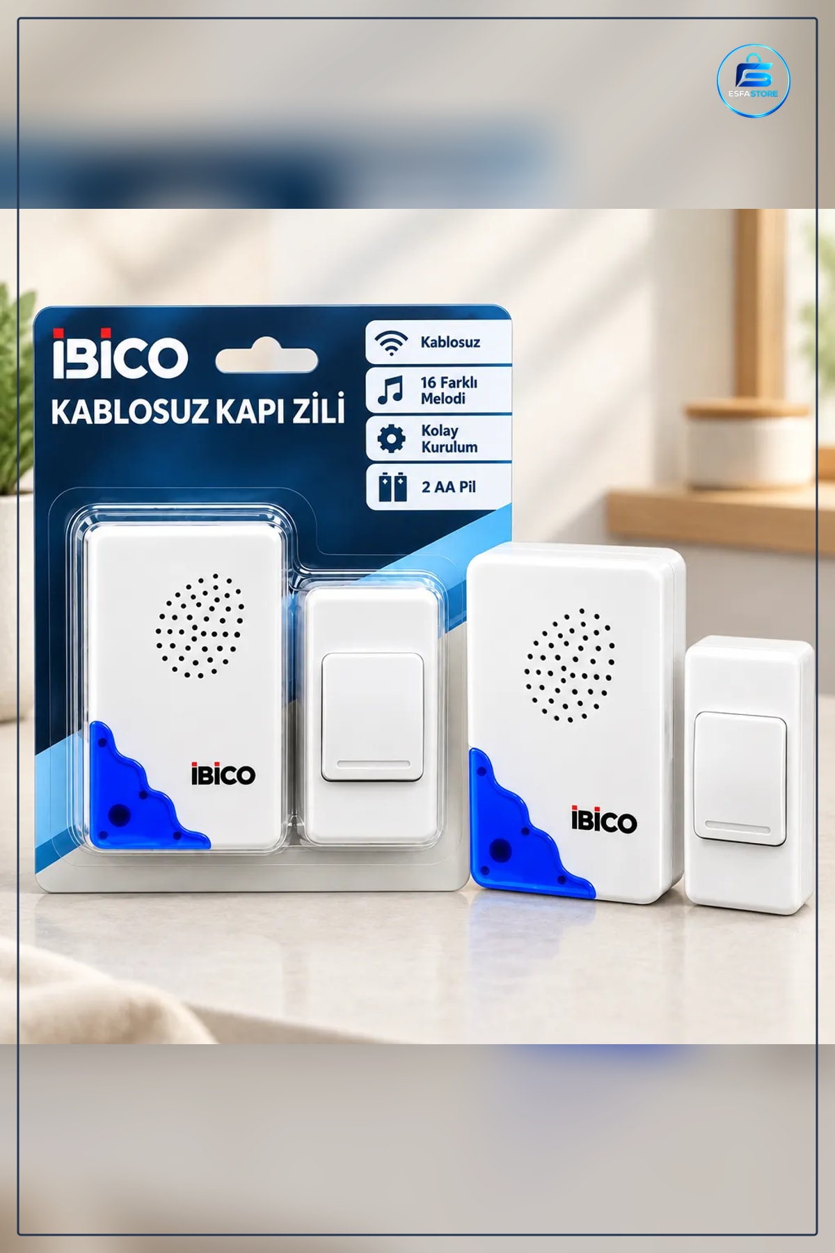 Kablosuz Kapı Zili 50 m Melodi Pilli Alıcı Verici Buton Ev Ofis Apartman Mağaza Depo Garaj