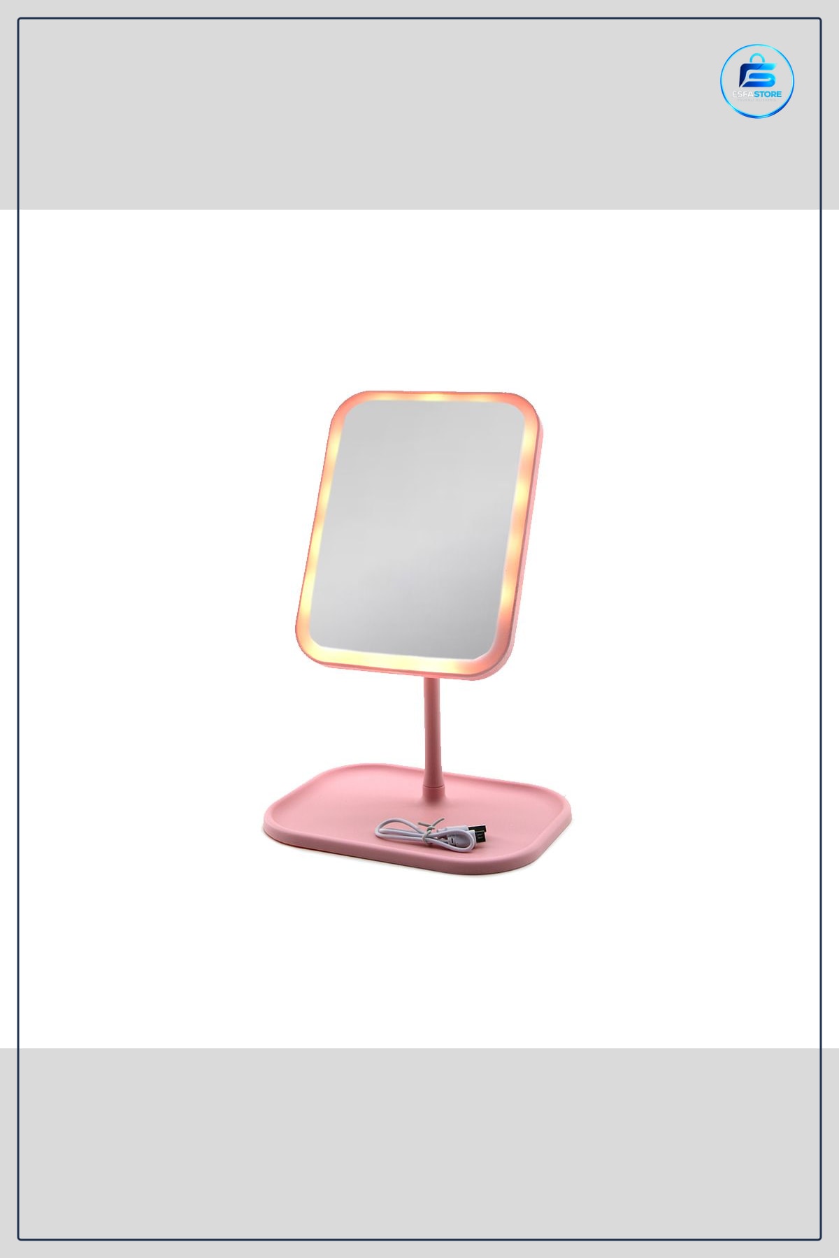 LED Işıklı Banyo Aynası 7" Dikdörtgen Makyaj USB Şarjlı ° Ayarlı Masaüstü Kozmetik