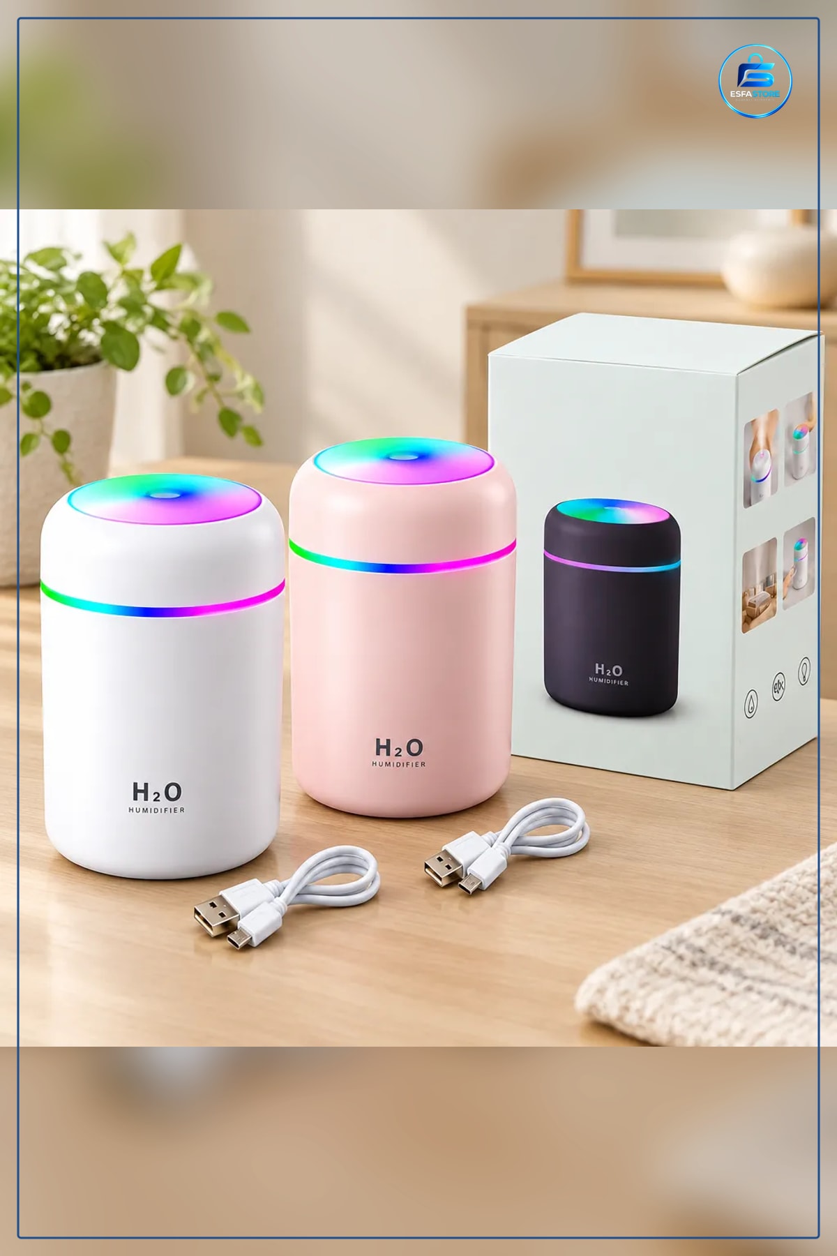 Mini USB Hava Nemlendirici 300 ml Işıklı Taşınabilir Aroma Difüzör Ultrasonik LED Gece Lambaı
