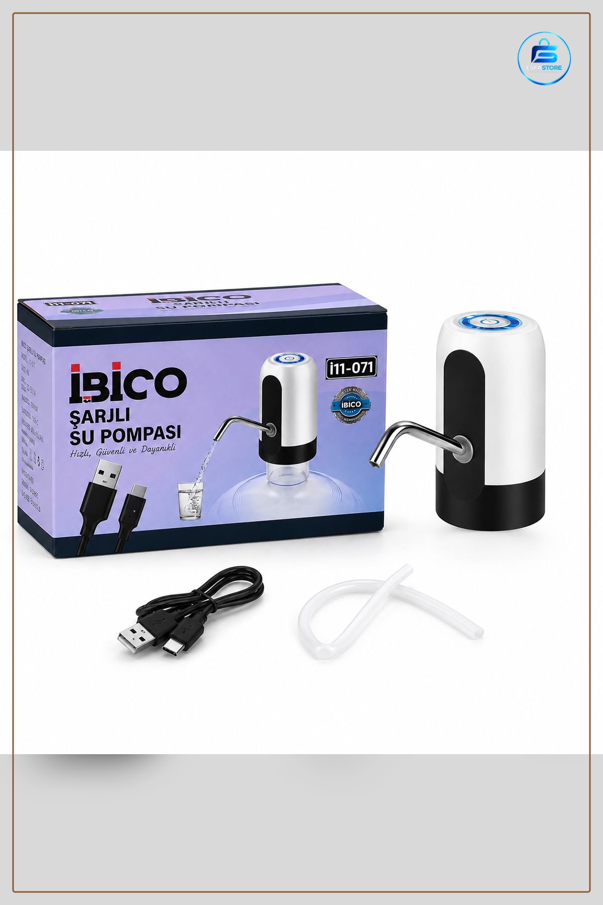 Damacana Su Pompası Otomatik USB Şarjlı 4W 800 mAh Elektrikli Taşınabilir Mutfak Ofis 19 Litre