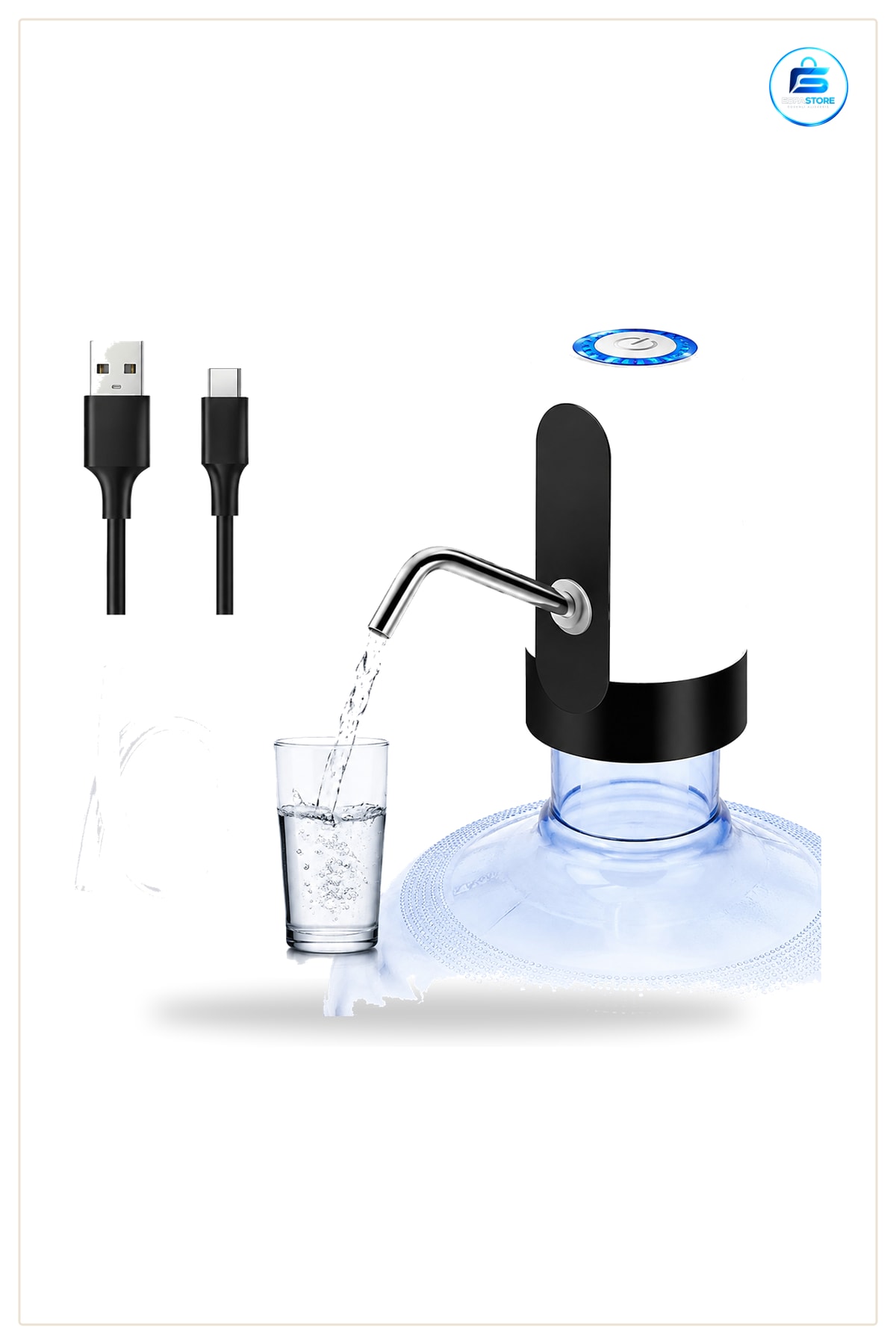 Damacana Su Pompası Otomatik USB Şarjlı 4W 800 mAh Elektrikli Taşınabilir Mutfak Ofis 19 Litre