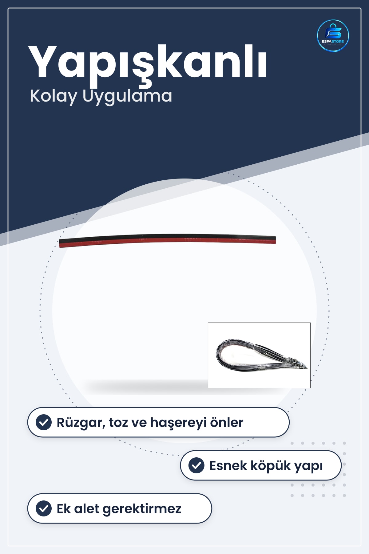 Kapı Altı Yalıtım Bandı Kendinden Yapışkanlı Esnek Köpük Rüzgar Toz ve Haşere Girişini Önler