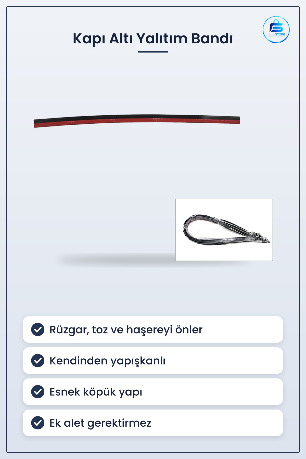Kapı Altı Yalıtım Bandı Kendinden Yapışkanlı Esnek Köpük Rüzgar Toz ve Haşere Girişini Önler
