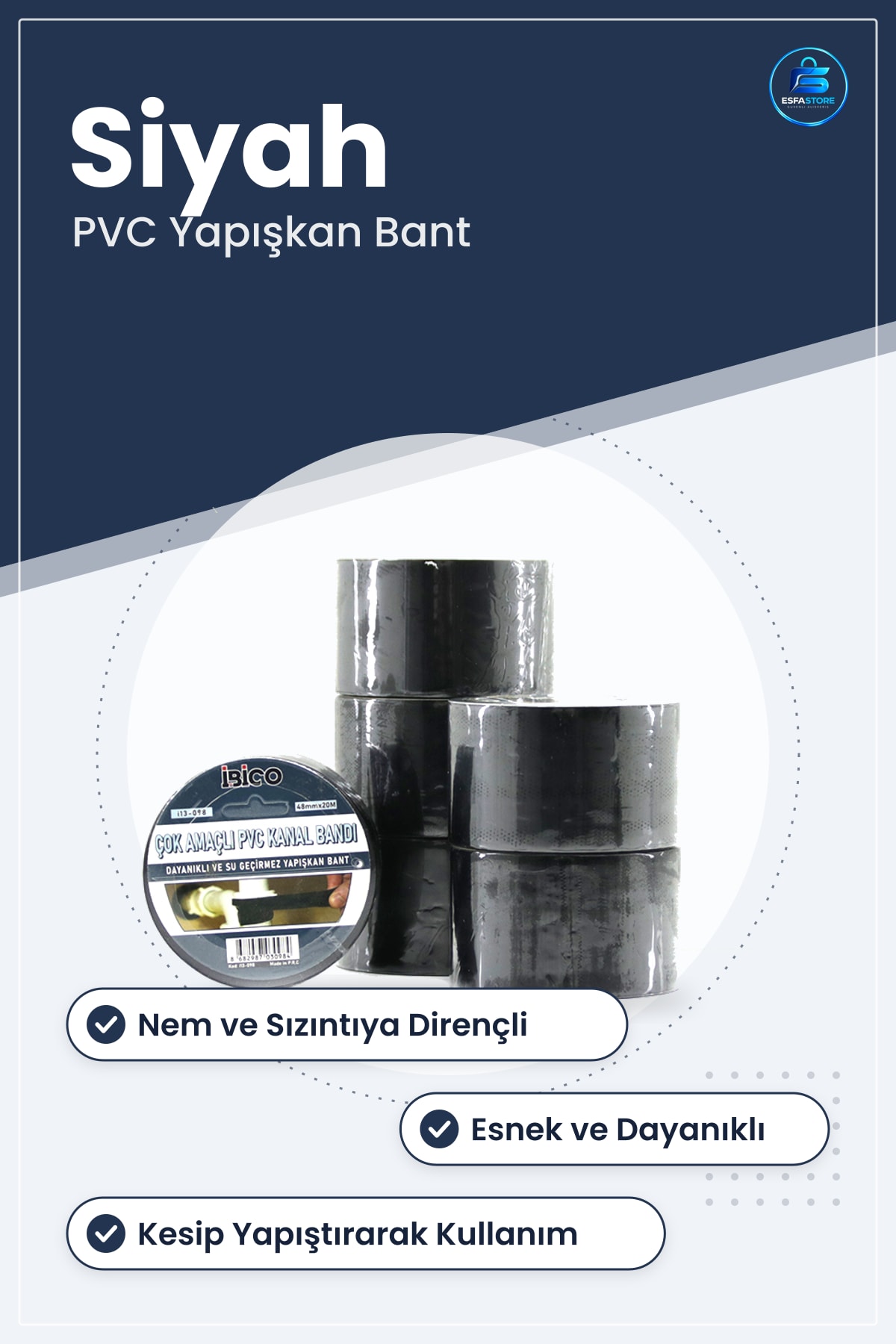PVC Kanal Bandı Siyah Su Geçirmez Çok Amaçlı Yapışkan İzolasyon Elektrik Ev Ofis Esnek Dayanıklı