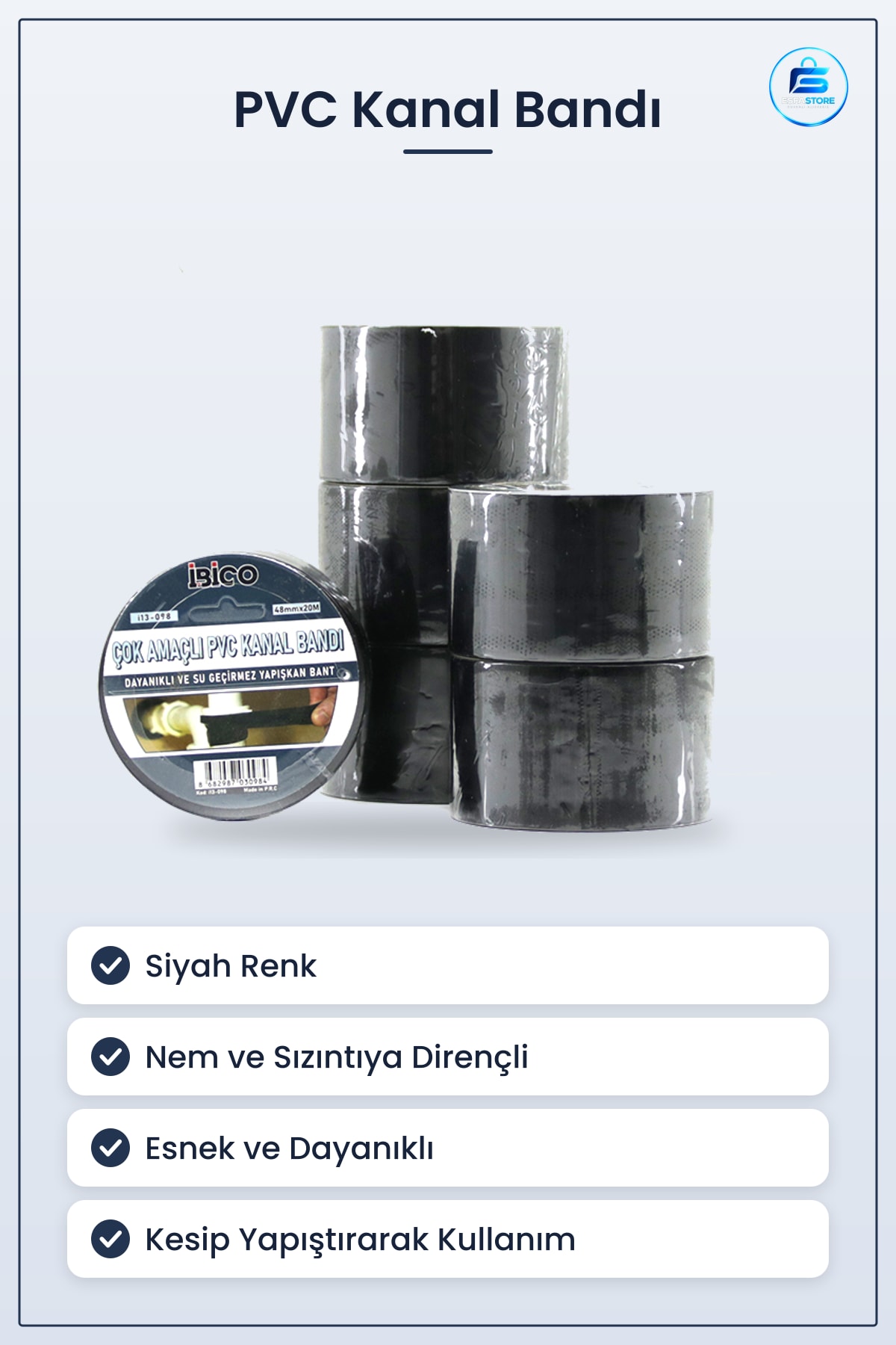 PVC Kanal Bandı Siyah Su Geçirmez Çok Amaçlı Yapışkan İzolasyon Elektrik Ev Ofis Esnek Dayanıklı