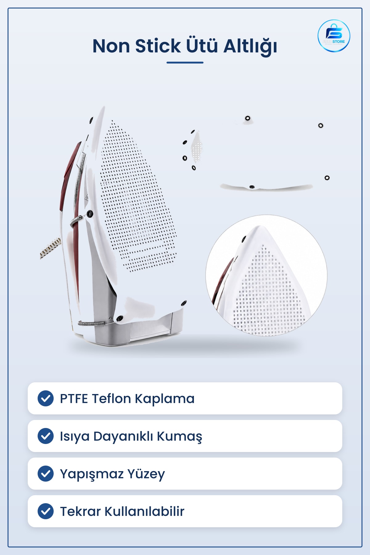 Non Stick Ütü Altlığı Isıya Dayanıklı Taban Koruyucu PTFE Teflon Kaplama Yapışmaz Yüzey