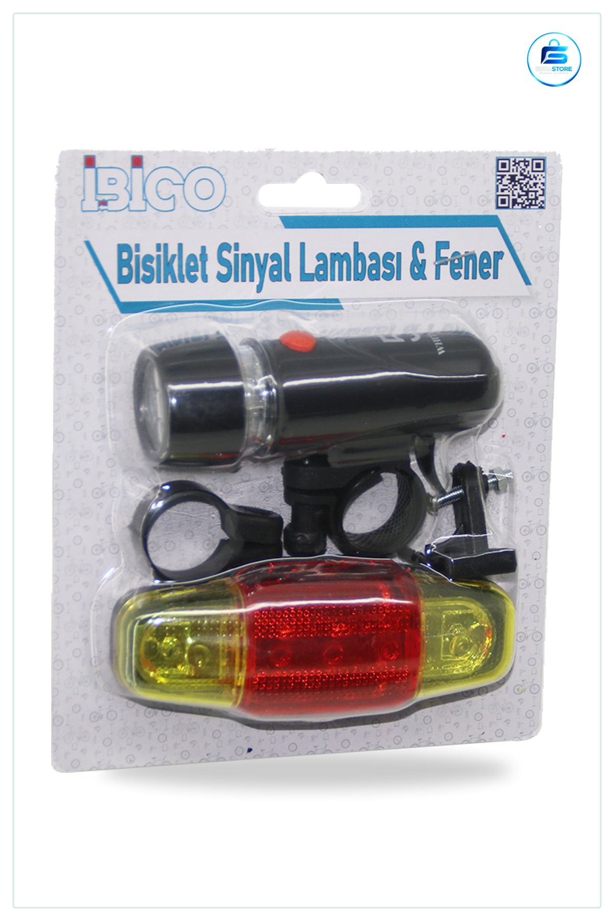 Bisiklet Feneri ve Sinyal Lambası 2in1 Pilli LED Ön Arka Görünürlük Seti Kelepçeli