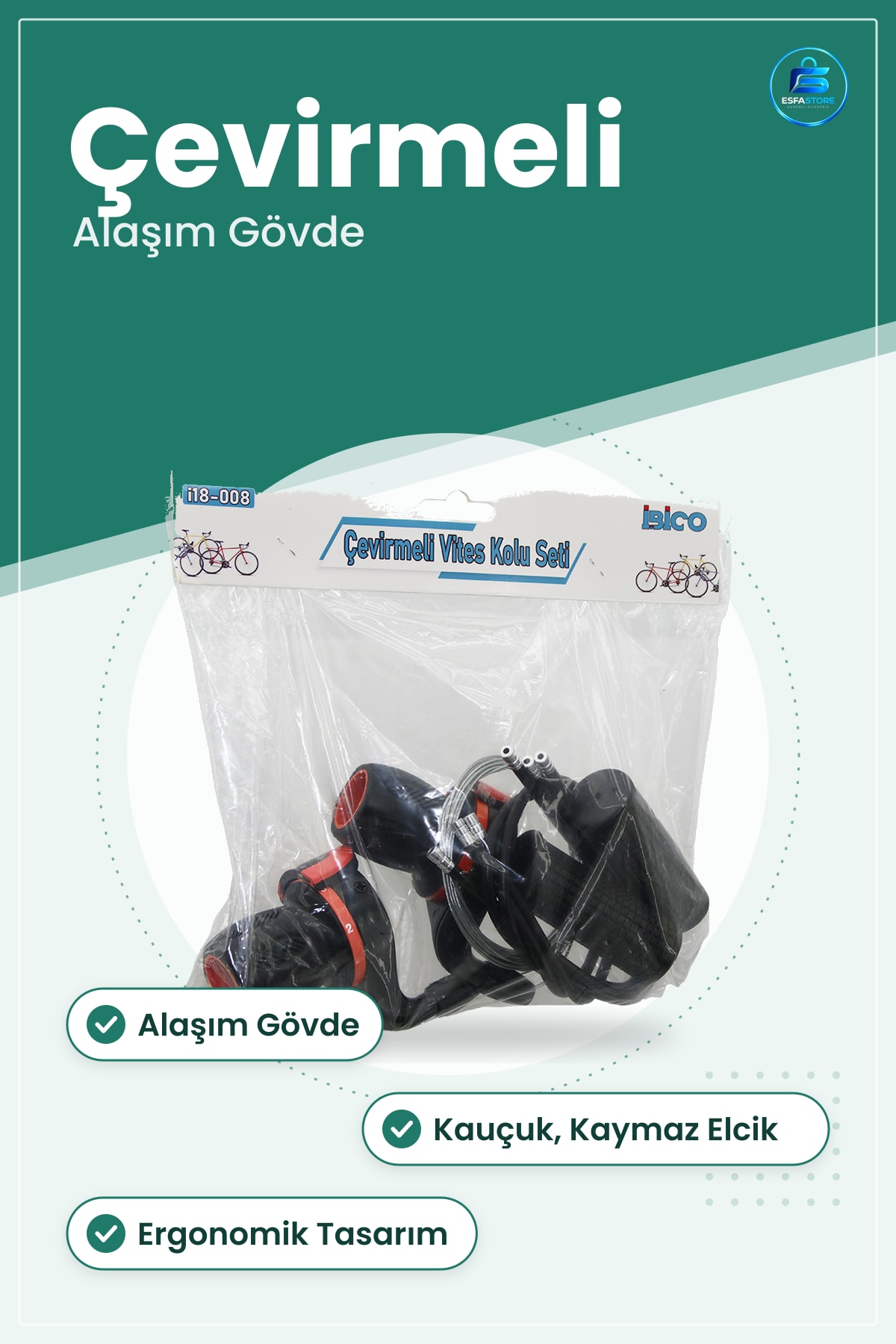 Çevirmeli Bisiklet Vites Kolu Alışım Gövde Kauçuk Ergonomik Kaymaz Elcik Kablo Kanallı