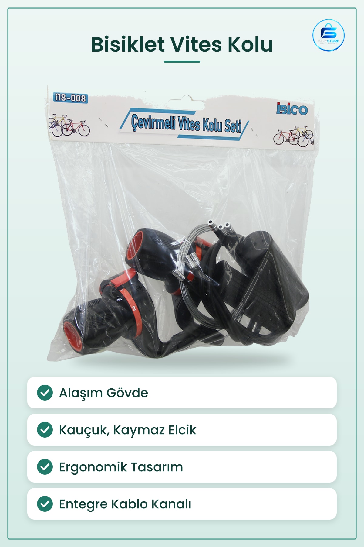 Çevirmeli Bisiklet Vites Kolu Alışım Gövde Kauçuk Ergonomik Kaymaz Elcik Kablo Kanallı
