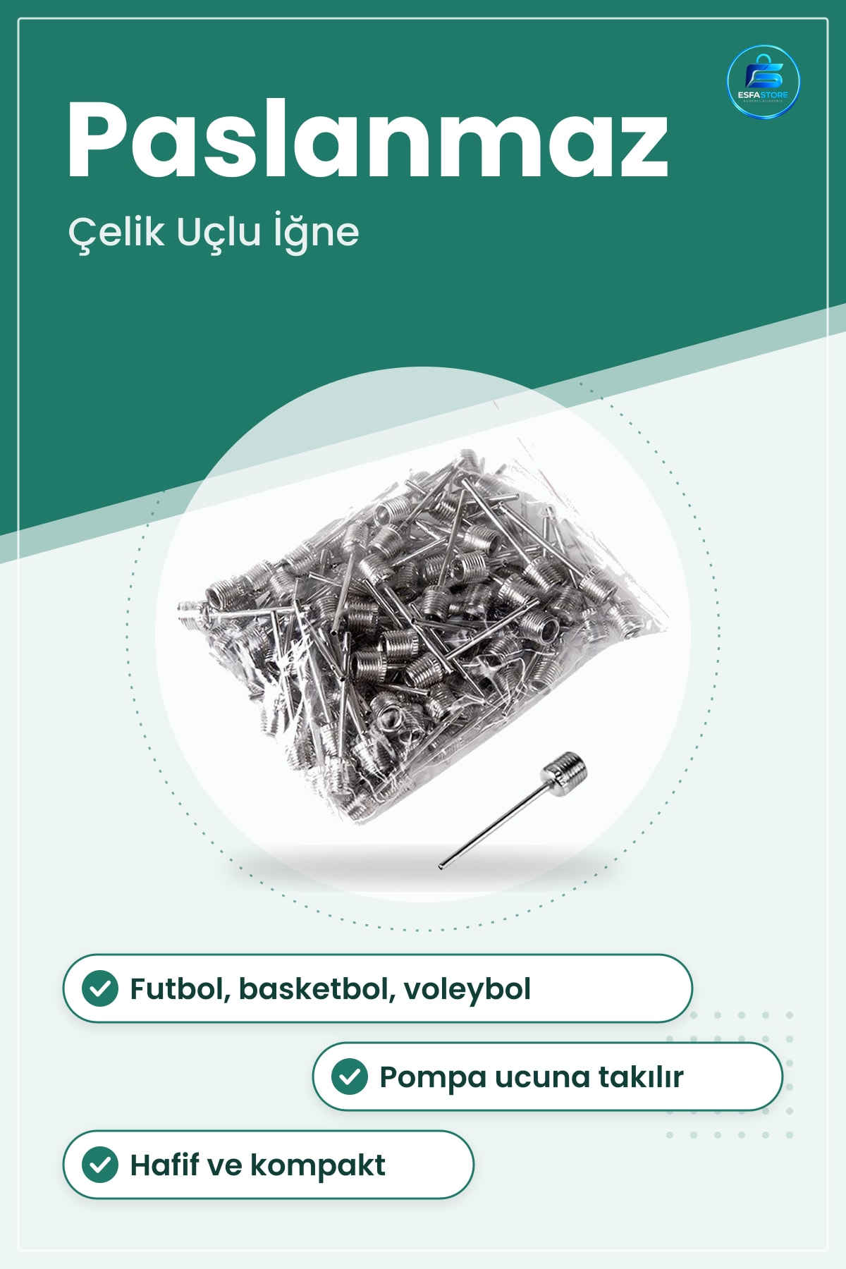Top Şişirme İğnesi Paslanmaz Çelik Futbol Basketbol Voleybol Sporcu Aksesuarı Pompa Uyumlu İğne