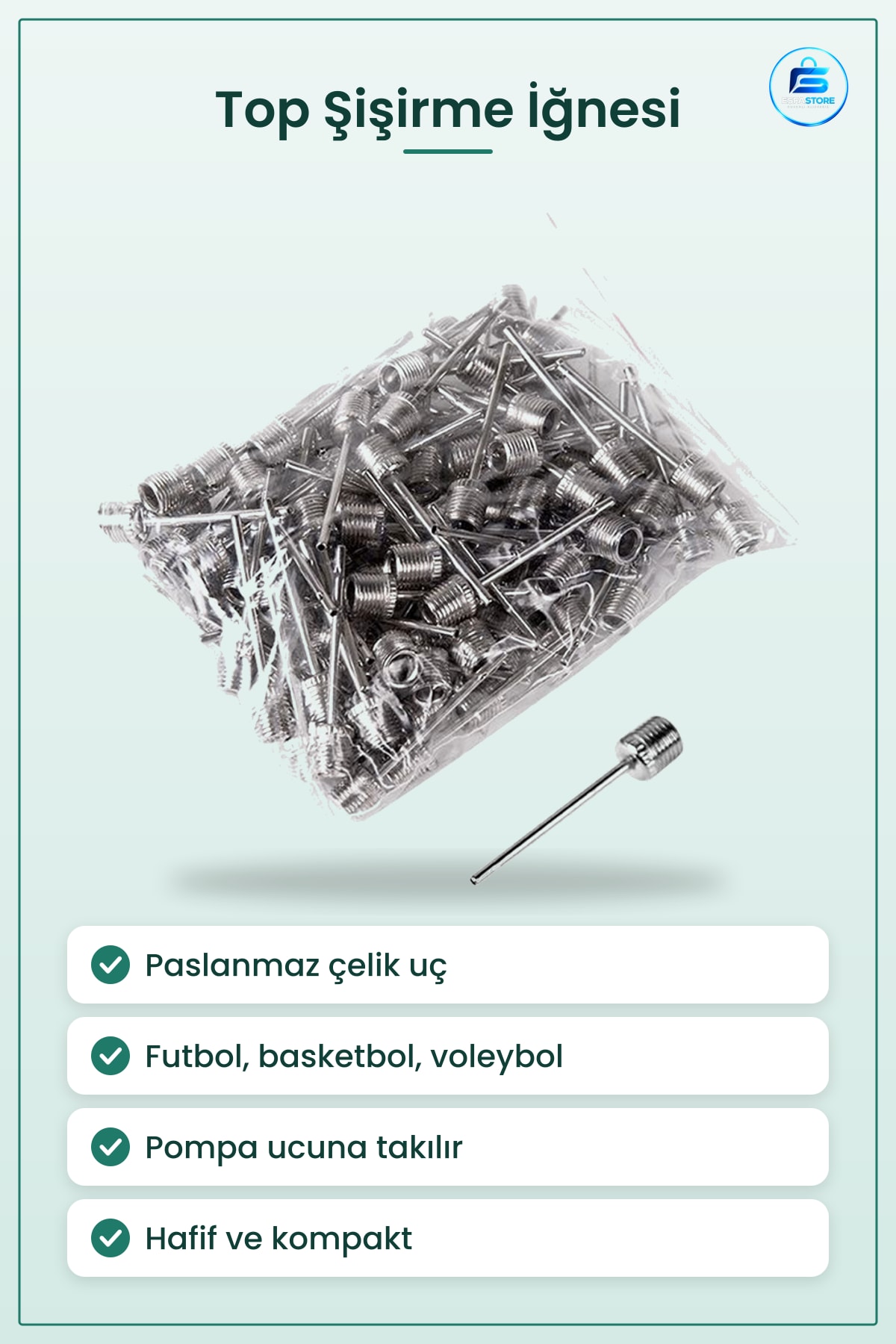 Top Şişirme İğnesi Paslanmaz Çelik Futbol Basketbol Voleybol Sporcu Aksesuarı Pompa Uyumlu İğne