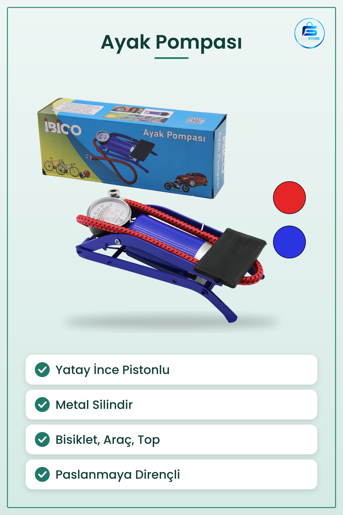 Ayak Pompası Yatay İnce Pistonlu Araç Bisiklet Motor Şşleme Ürünler Dayanıklı Metal