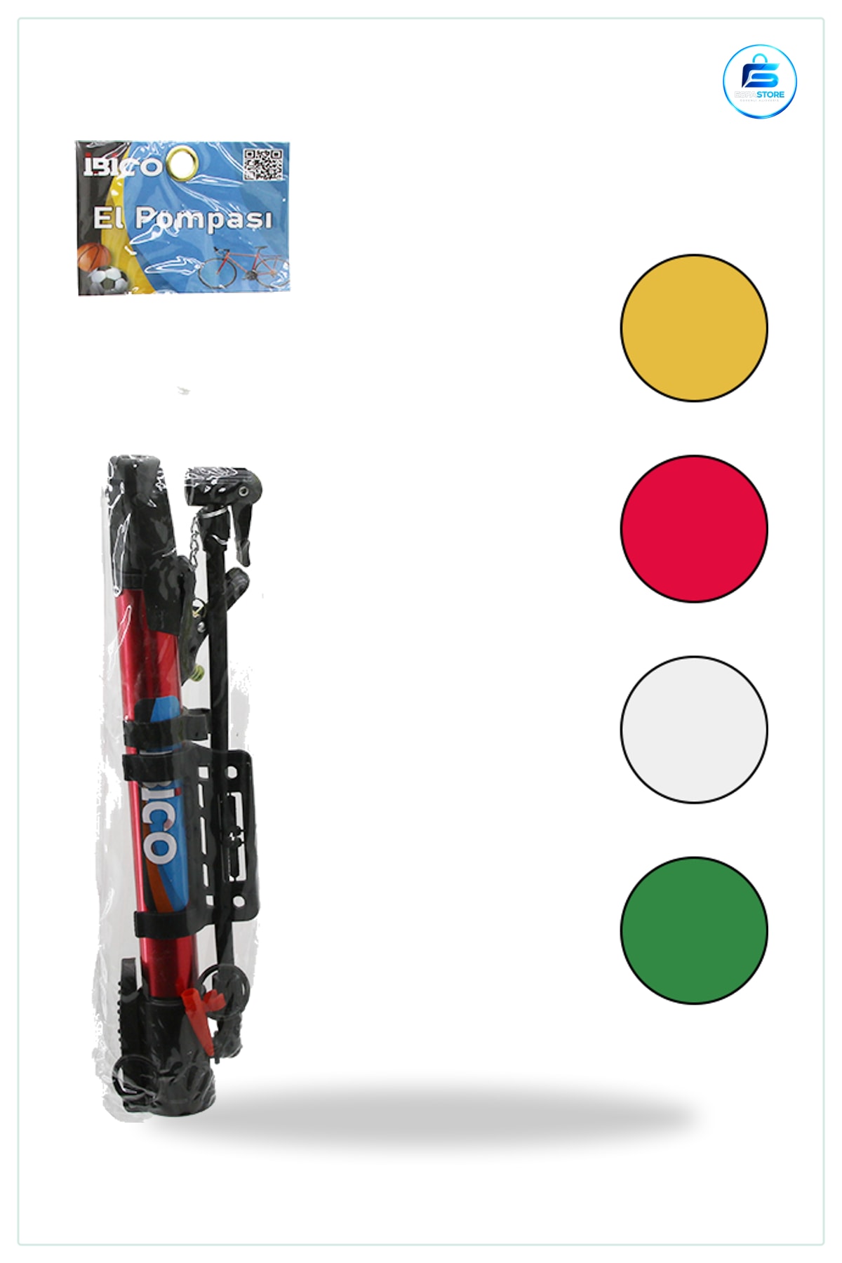 Mini El Pompası Mandallı Uçlu Hortum Top İğnesi Montaj Aparatlı 30 cm Bisiklet Aksesuarı