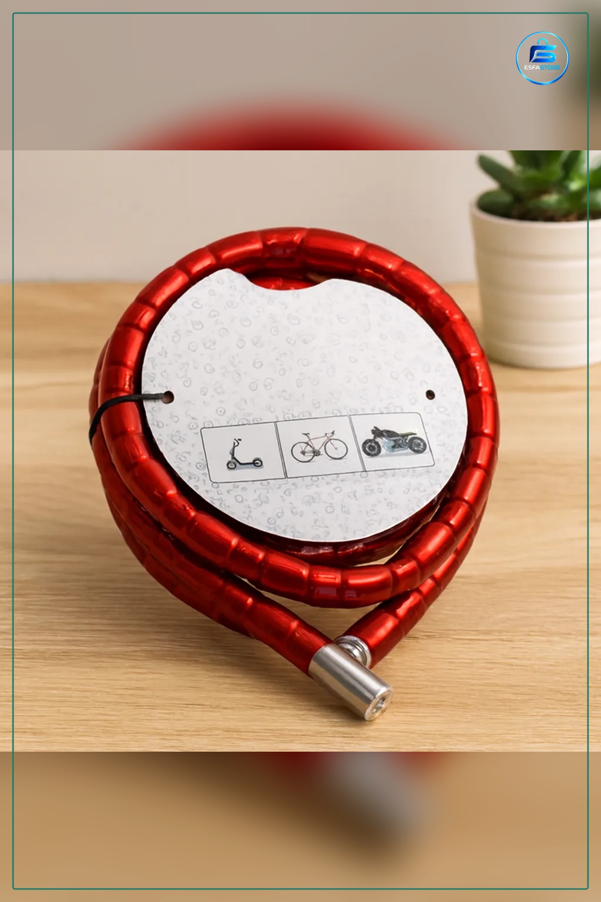 Çelik Spiral Tüp Anahtarlı Bisiklet Kilidi Motosiklet 22mm x 200cm PVC Kılıflı Güvenlik Kablosu