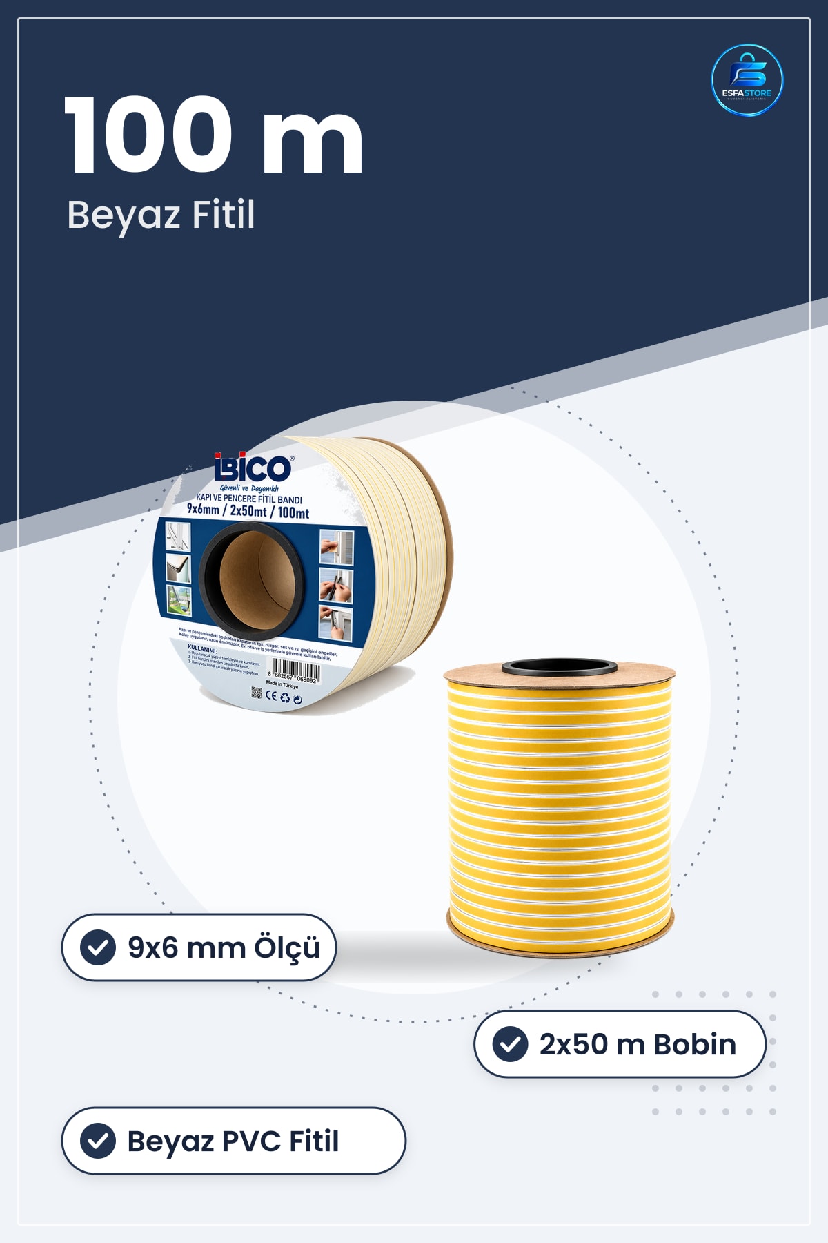 D Profil Kapı Pencere Bantı 9x6 mm Beyaz Fitil 2x50m 100 m Rüzgar Toz Yalıtım Sızdırmazlık