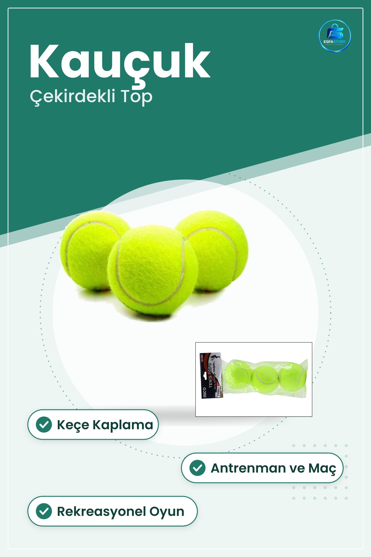 Tenis Kort Topu Kauçuk Çekirdekli Keçe Kaplamalı Antrenman Maç Rekreasyonel Oyun İyi Kontrol