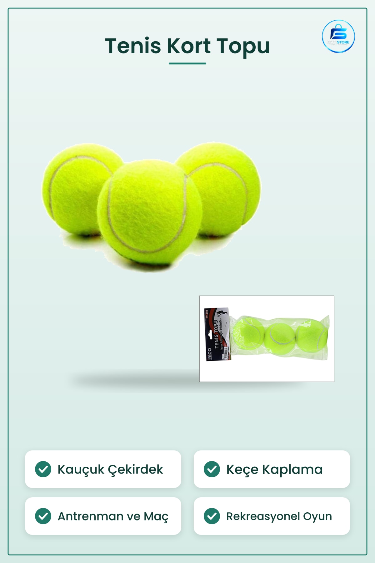 Tenis Kort Topu Kauçuk Çekirdekli Keçe Kaplamalı Antrenman Maç Rekreasyonel Oyun İyi Kontrol