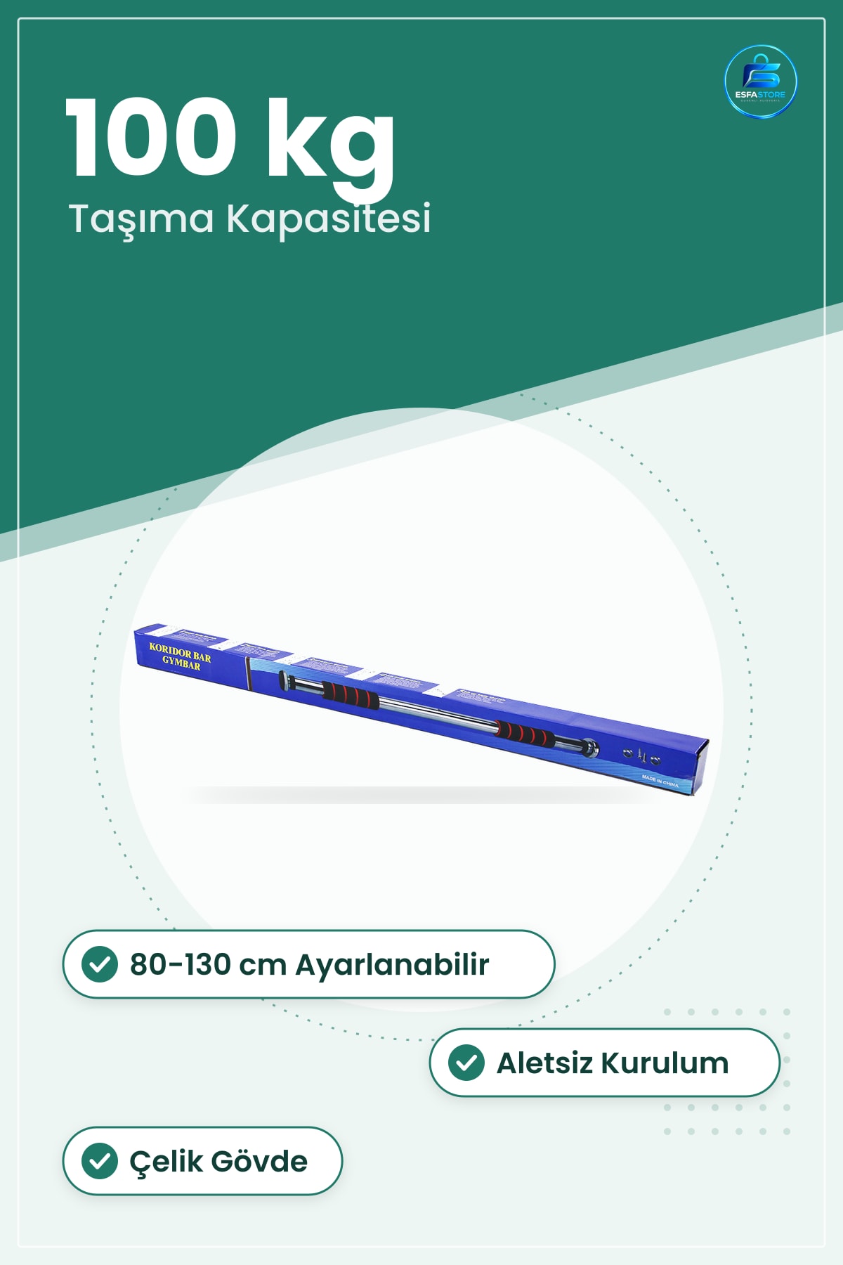 Kapı Barfiks Şınav Barı Uzayan Çelik ile 130 cm 100 kg Ev Antrenmanı Spor Ekipmanı