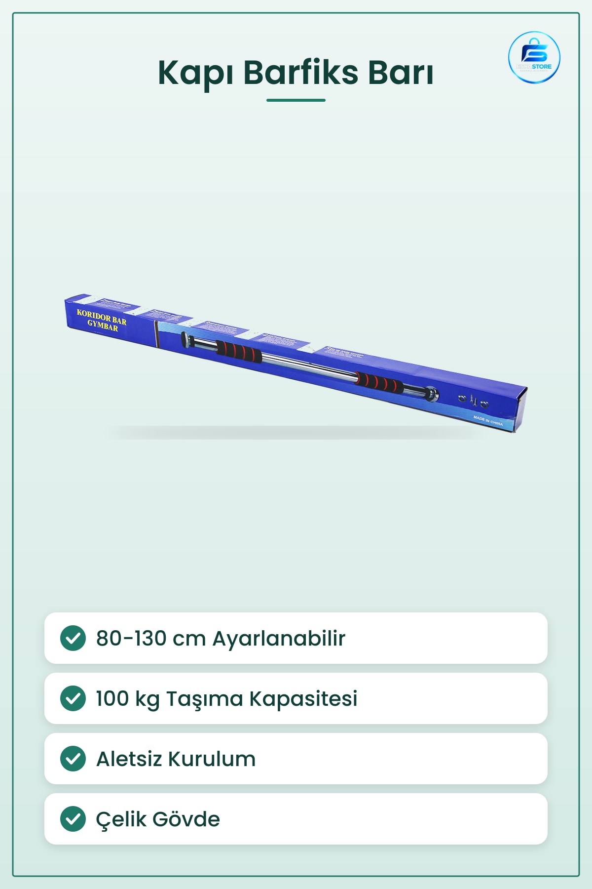 Kapı Barfiks Şınav Barı Uzayan Çelik ile 130 cm 100 kg Ev Antrenmanı Spor Ekipmanı