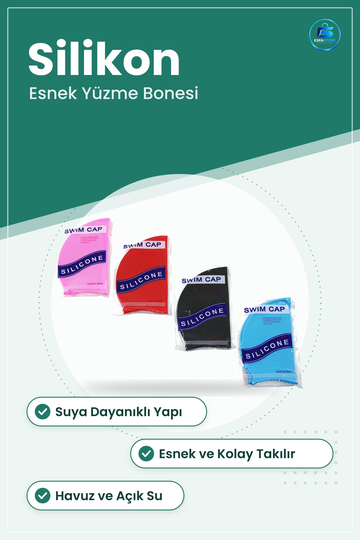 Yüzme Bonesi Silikon ve Lateks Esnek Suya Dayanıklı Havuz Saç Koruyucu Bone Su Sporu
