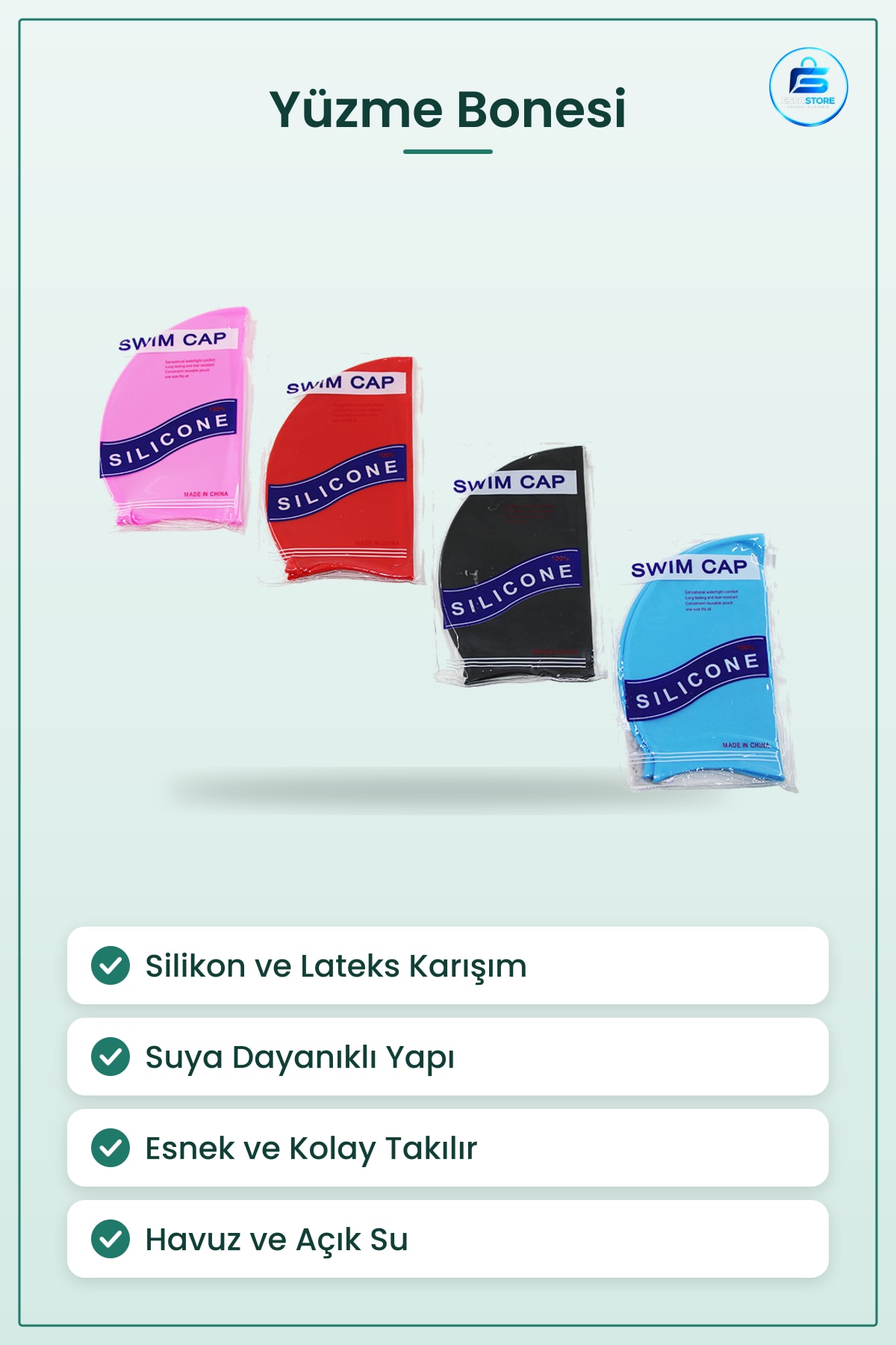Yüzme Bonesi Silikon ve Lateks Esnek Suya Dayanıklı Havuz Saç Koruyucu Bone Su Sporu
