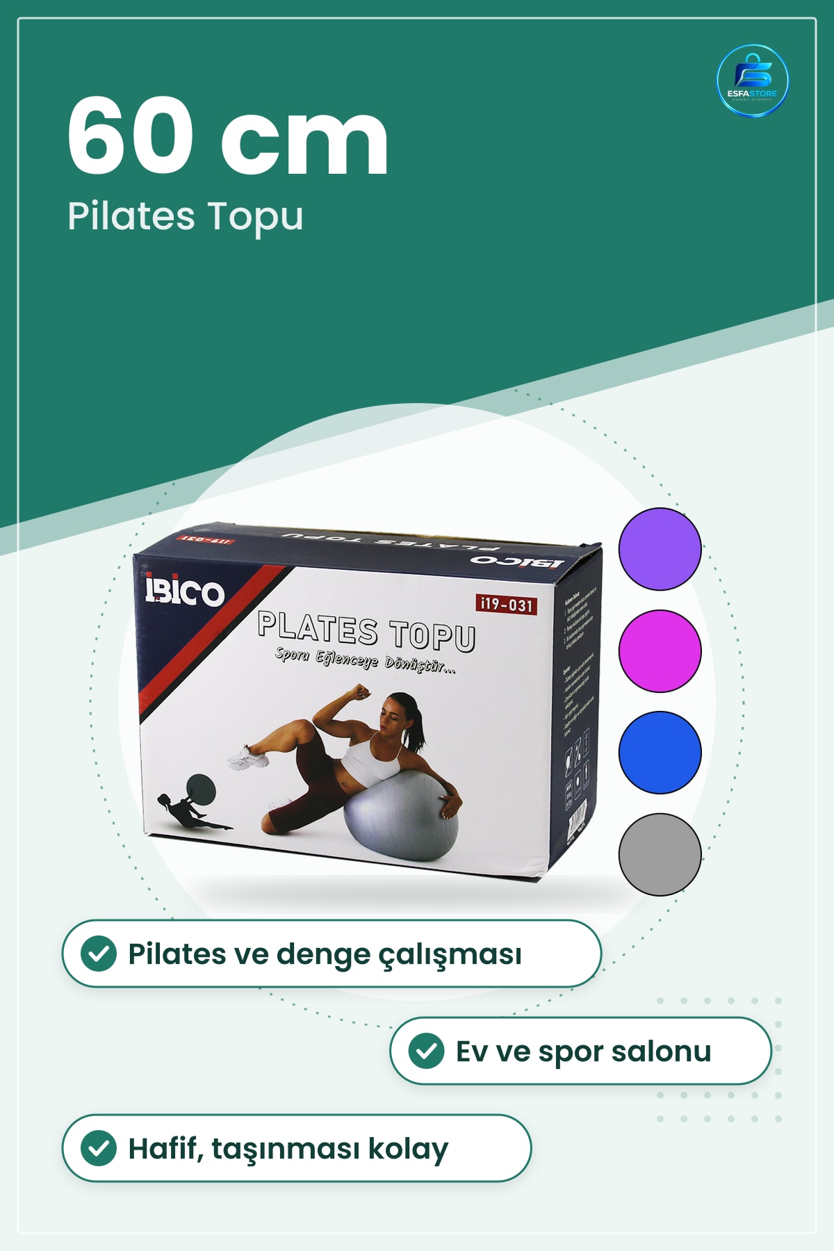 Plates Topu 60cm Pilates Denge Egzersiz Spor Malzemesi Ev Fitness Antrenman Ekipmanı