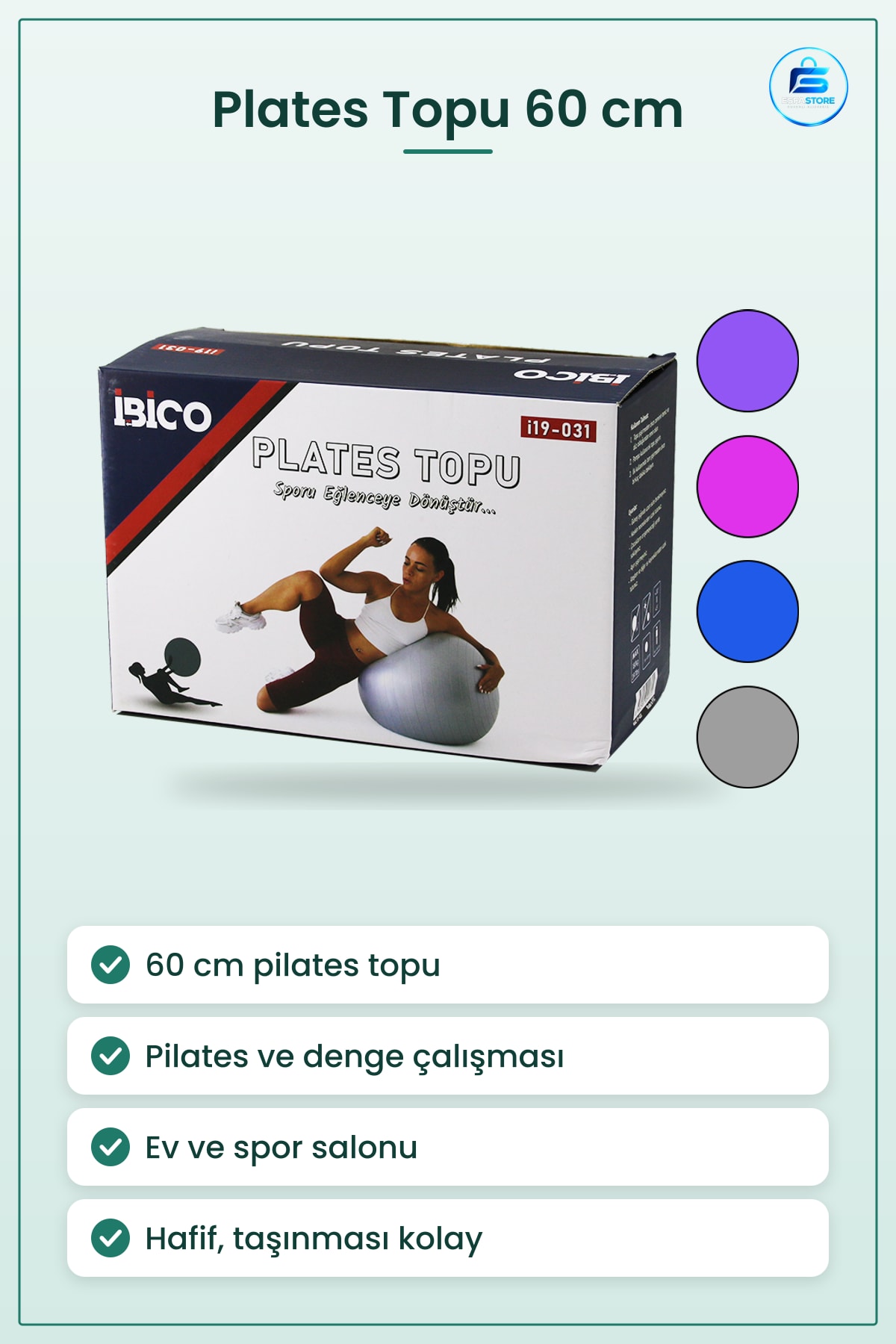Plates Topu 60cm Pilates Denge Egzersiz Spor Malzemesi Ev Fitness Antrenman Ekipmanı