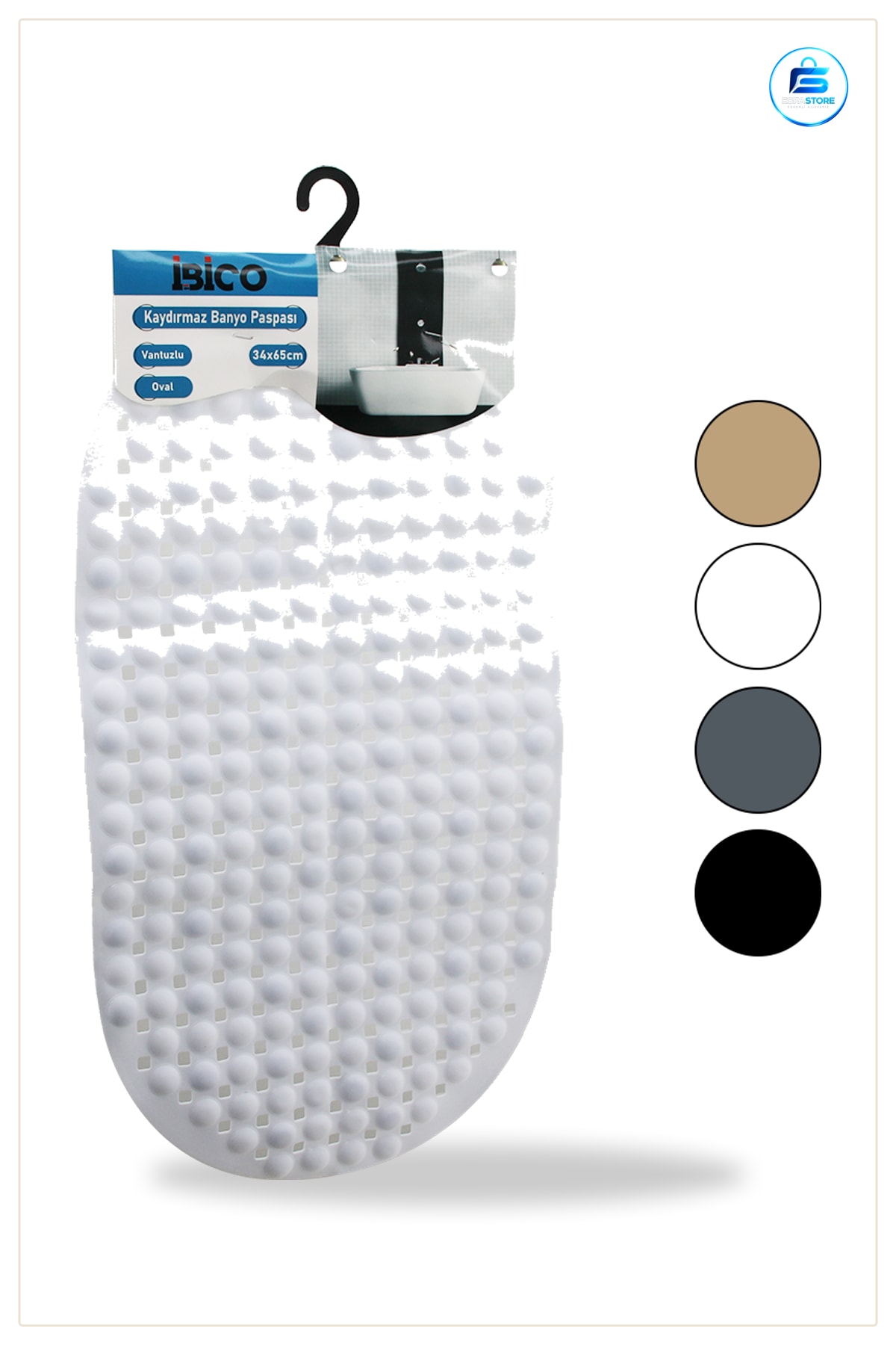 Banyo Paspası Oval Kaydırmaz Vantuzlu Plastik Duş Küvet Zemin Koruyucu 34x65 cm Kullanışlı