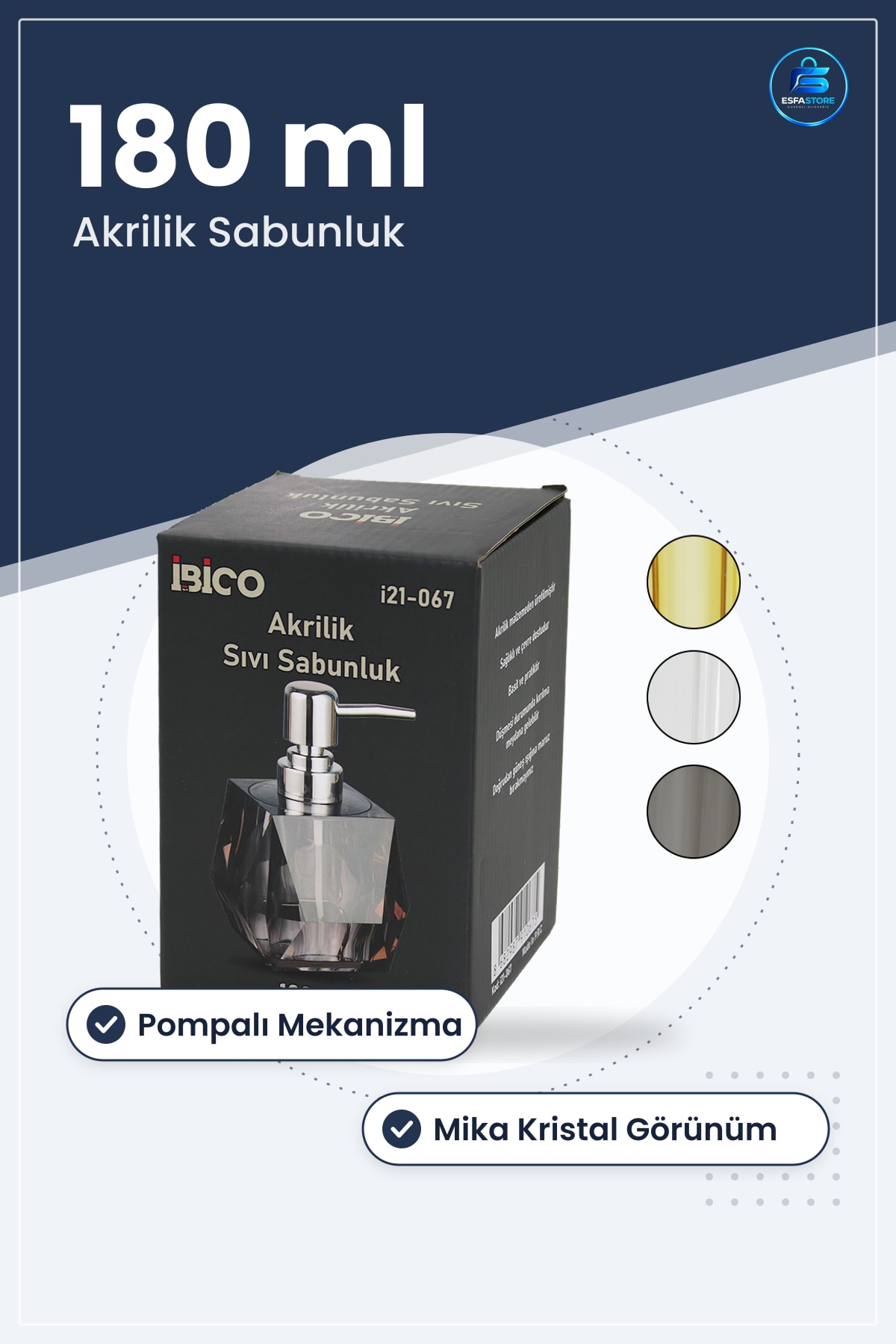 Sıvı Sabunluk 180 ml Akrilik Mika Kristal Pompalı Banyo Aksesuarı Ev Ofis Kullanımı