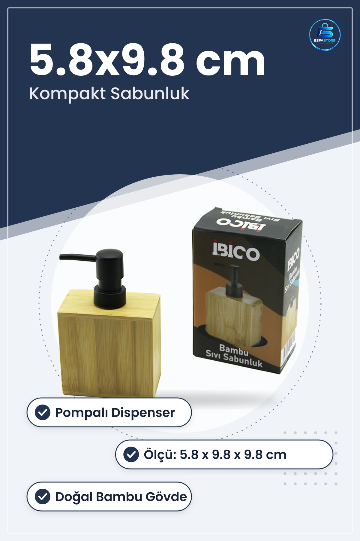 Ahşap Bambu Sıvı Sabunluk Siyah Pompalı Banyo Lavabo Mutfak Sabun Dispenseri 5.8 x 9.8 cm