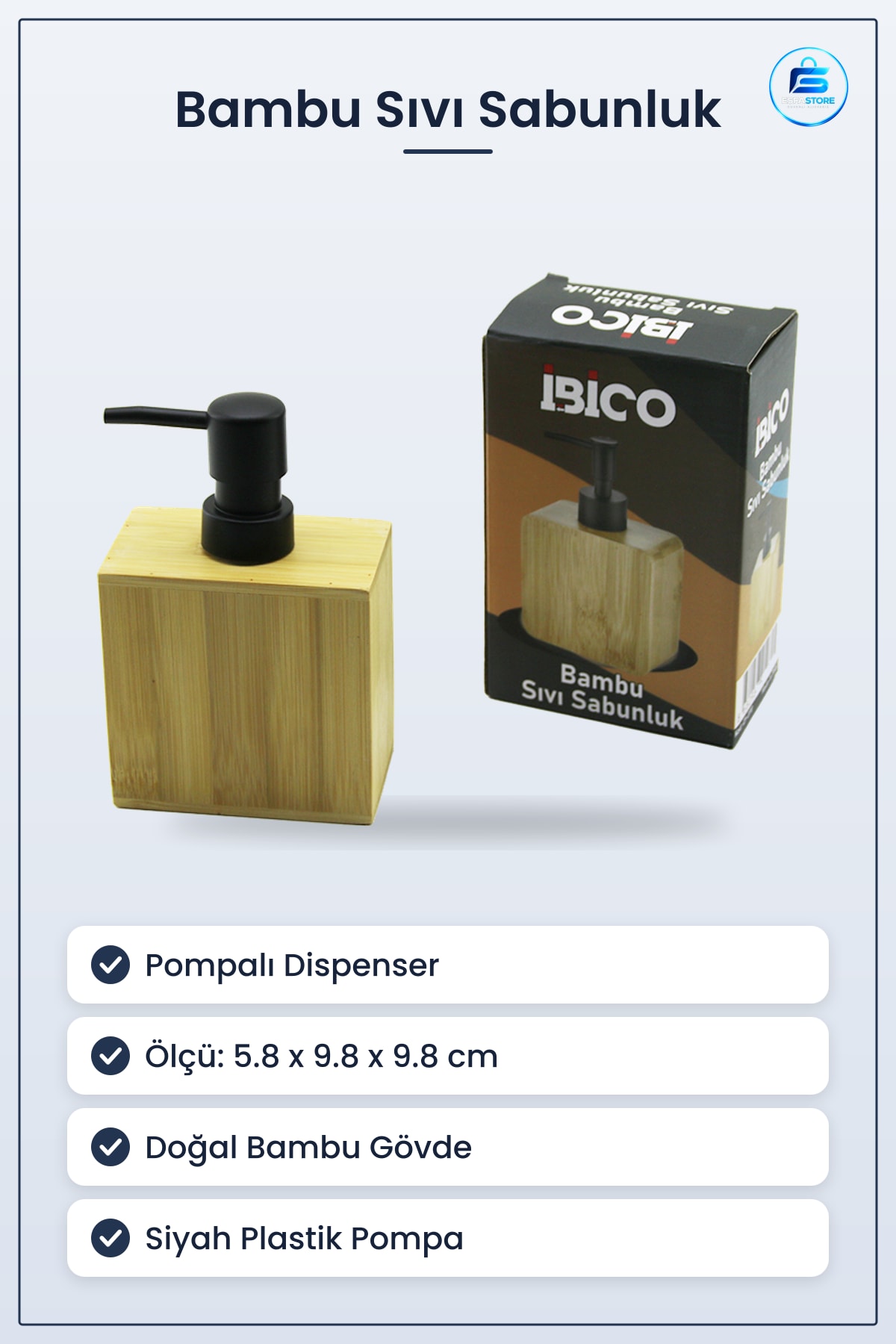 Ahşap Bambu Sıvı Sabunluk Siyah Pompalı Banyo Lavabo Mutfak Sabun Dispenseri 5.8 x 9.8 cm