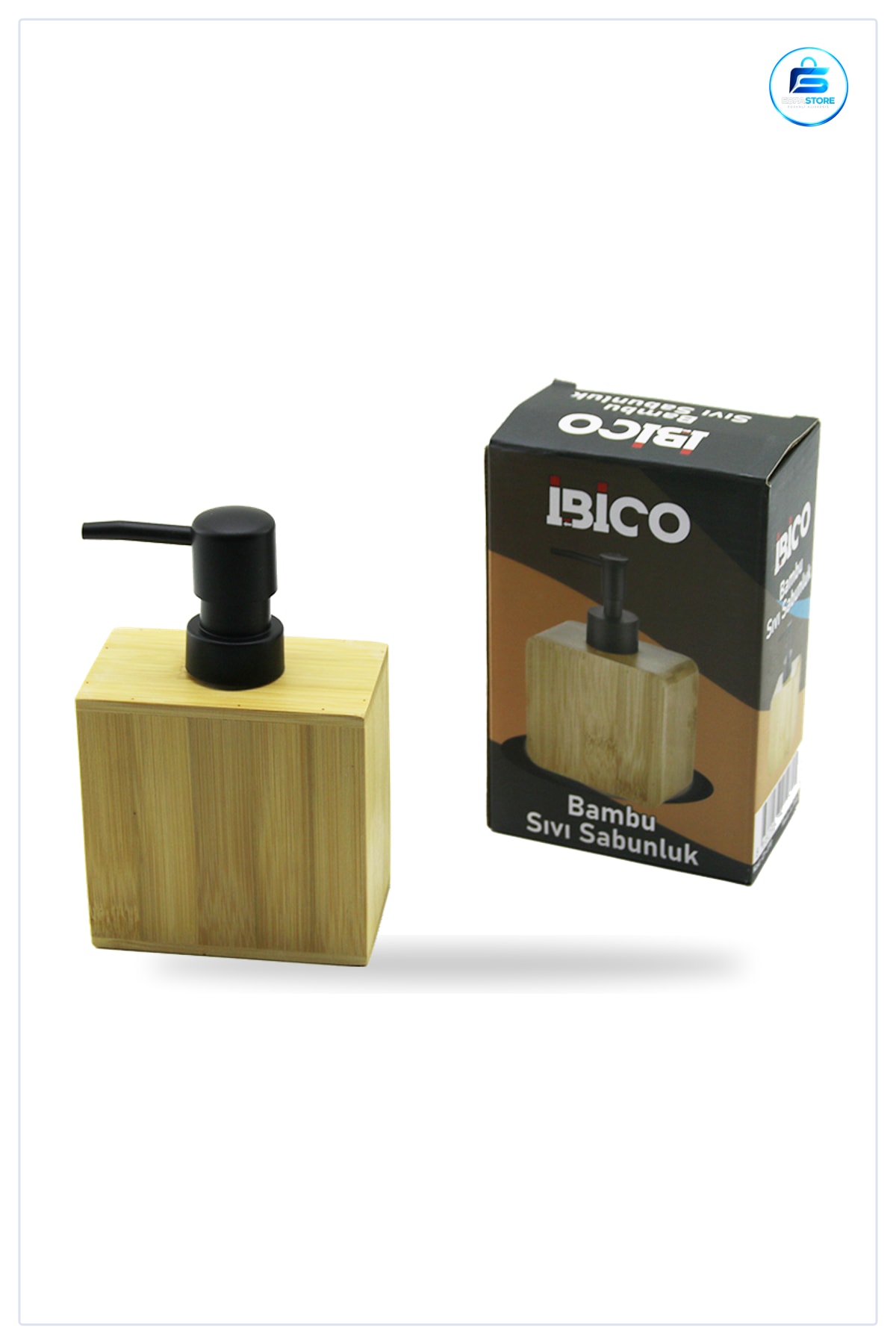 Ahşap Bambu Sıvı Sabunluk Siyah Pompalı Banyo Lavabo Mutfak Sabun Dispenseri 5.8 x 9.8 cm