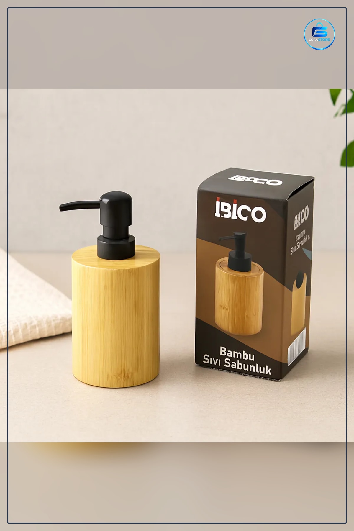 Bambu Sıvı Sabunluk Yuvarlak 7,8 x 10,8 cm Siyah Pompalı Banyo Mutfak Tezgah Üstü Dolumlu