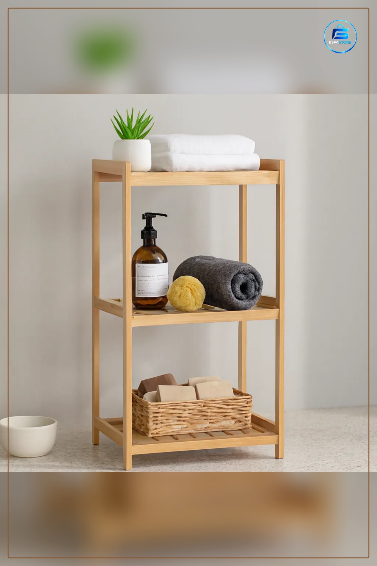 3 Katlı Çok Amaçlı Ahşap Bambu Raf Organizer 36x32x80 cm Dolap İçi Düzenleyici Banyo Depolama