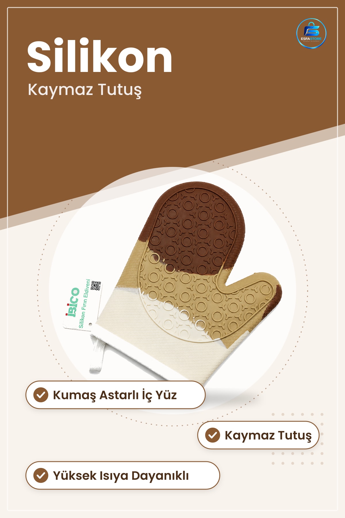 Fırın Eldiveni Silikon Kaplı Isıya Dayanıklı Kumaş Astarlı Mutfak Önlüğü Kaymaz Tutuş
