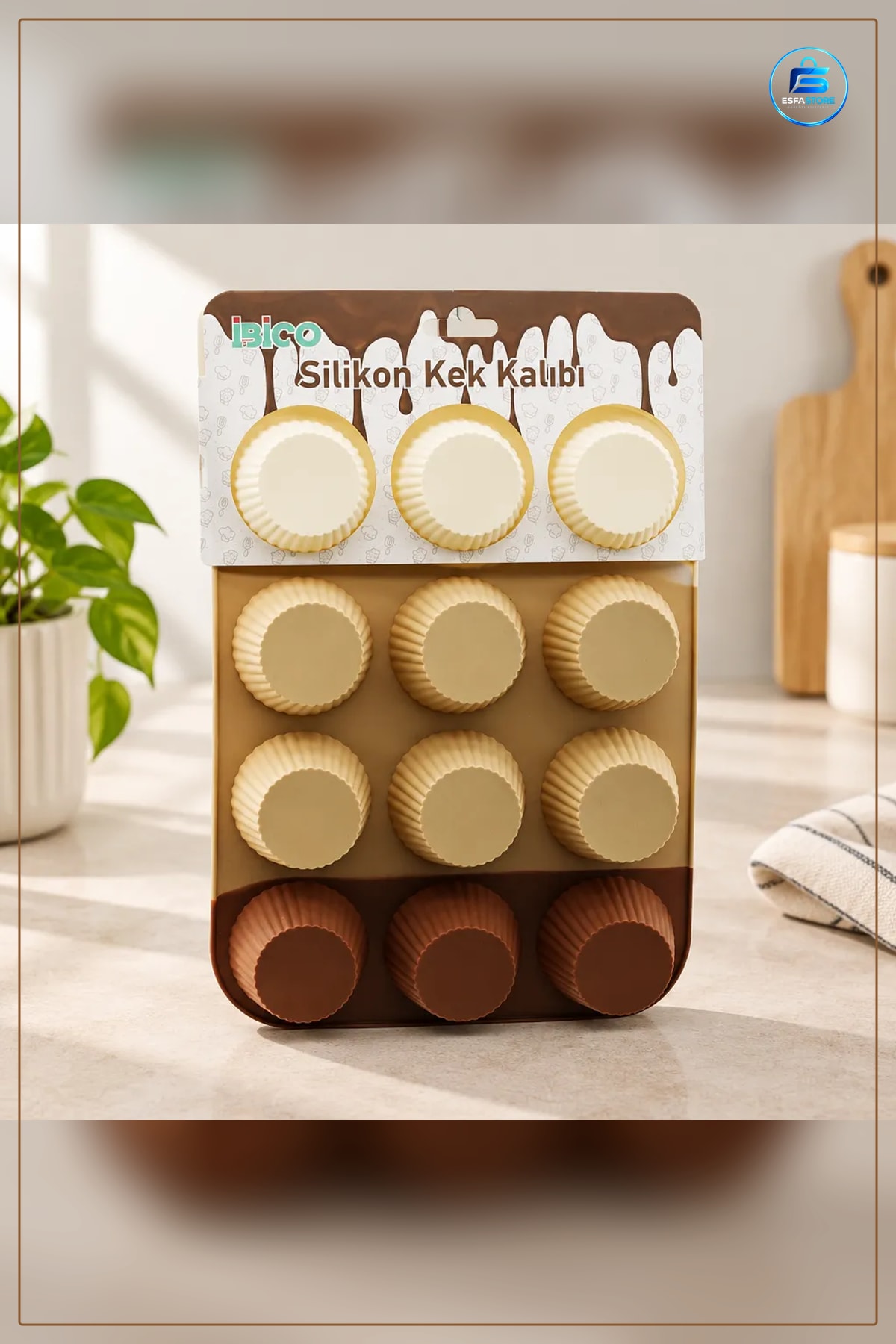 Silikon Kek Kalıbı Muffin Askılı Klasik Çizgili Yapışmaz Yüzeyli Fırın Pişirme Gıda Sınıfı