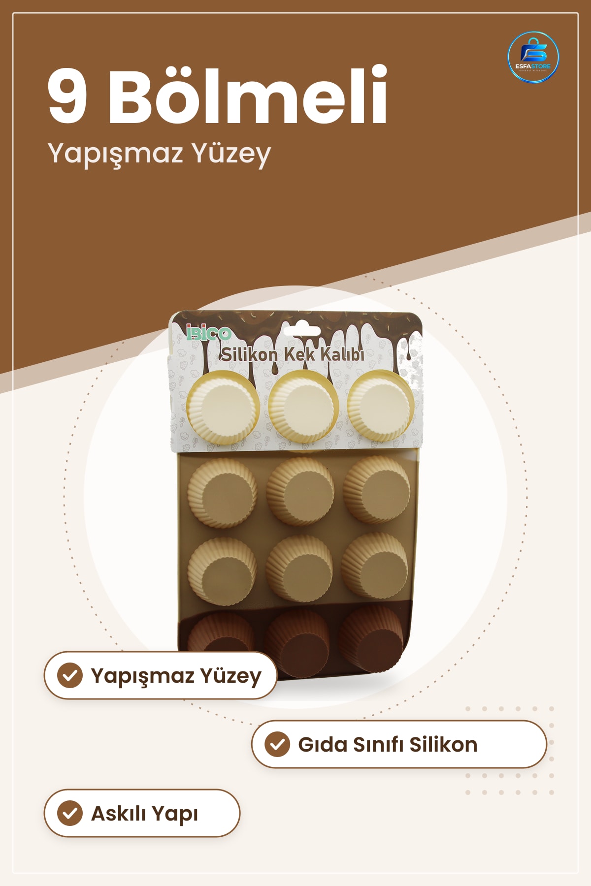Silikon Kek Kalıbı Muffin Askılı Klasik Çizgili Yapışmaz Yüzeyli Fırın Pişirme Gıda Sınıfı