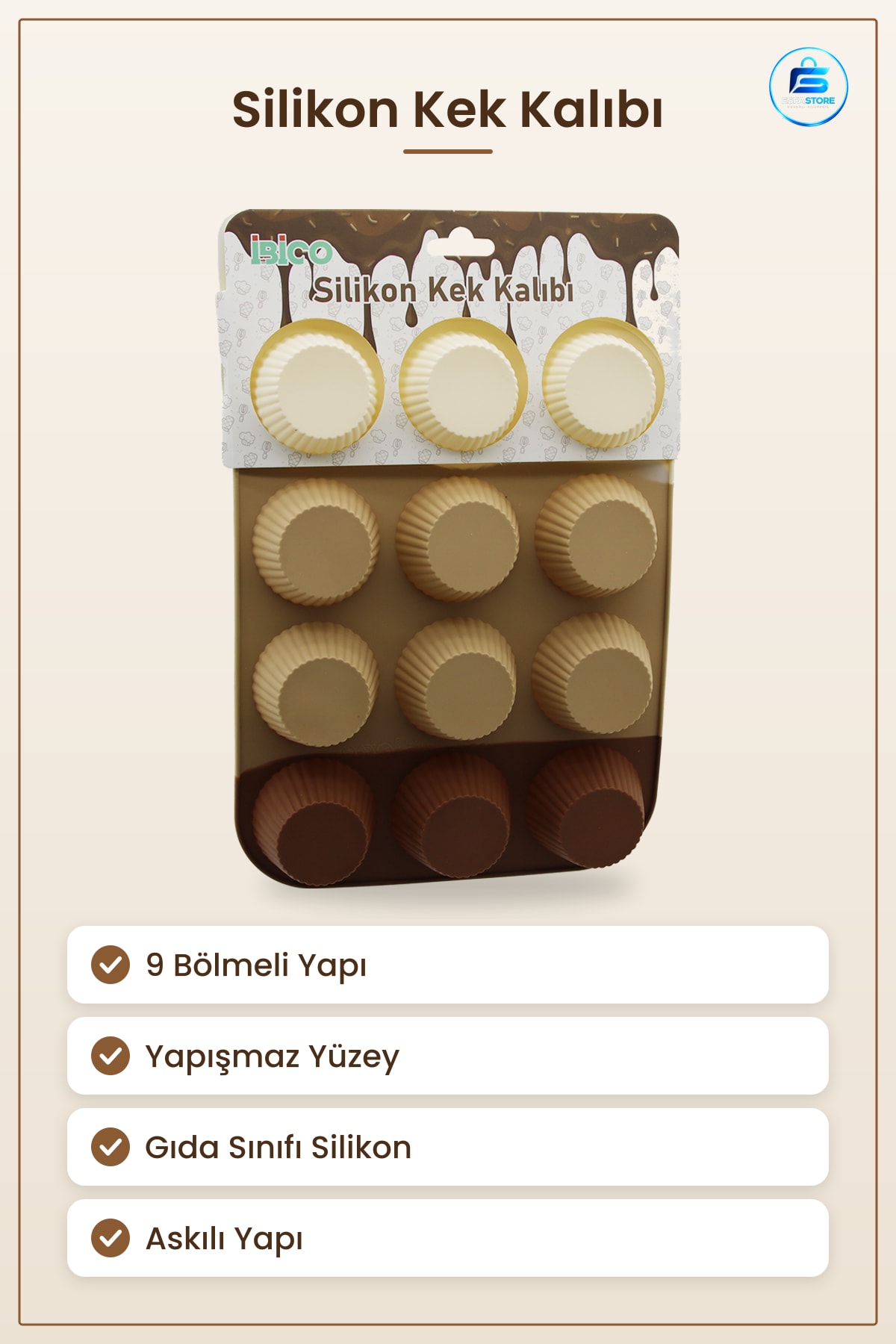 Silikon Kek Kalıbı Muffin Askılı Klasik Çizgili Yapışmaz Yüzeyli Fırın Pişirme Gıda Sınıfı