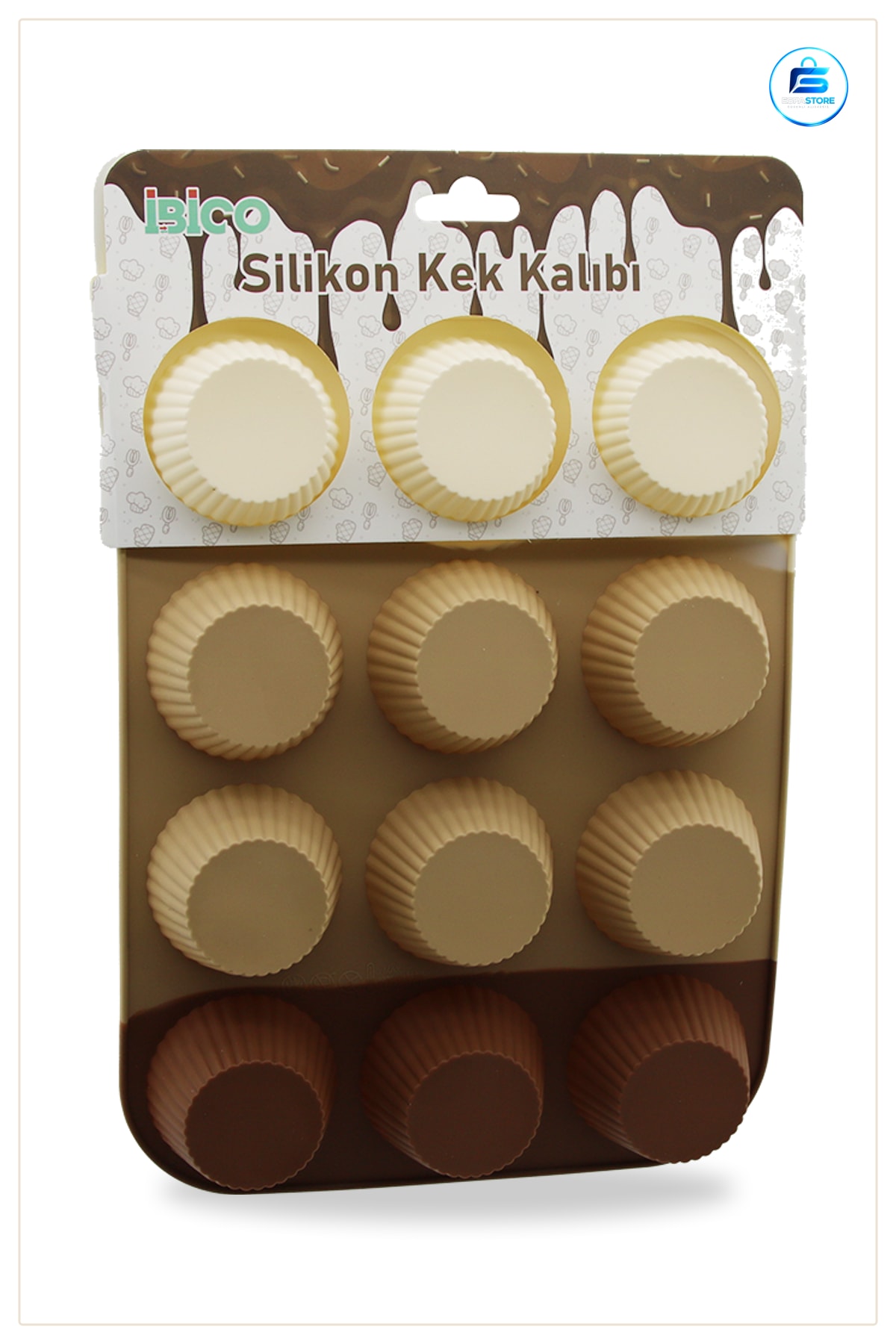 Silikon Kek Kalıbı Muffin Askılı Klasik Çizgili Yapışmaz Yüzeyli Fırın Pişirme Gıda Sınıfı