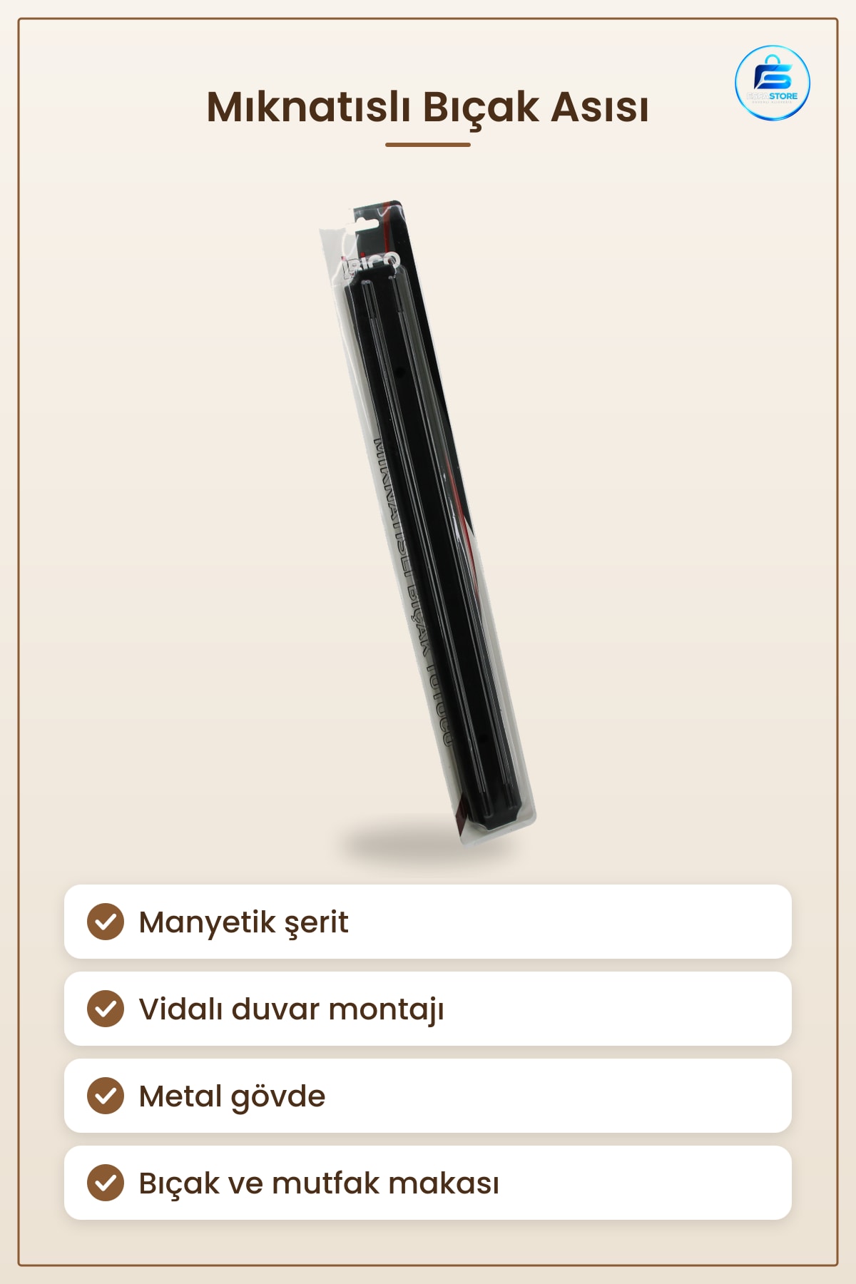 Mıknatıslı Bıçak Askısı Mutfak Düzenleyici Vidalı Montaj Manyetik Şerit El Aletleri Duvar Tutucu
