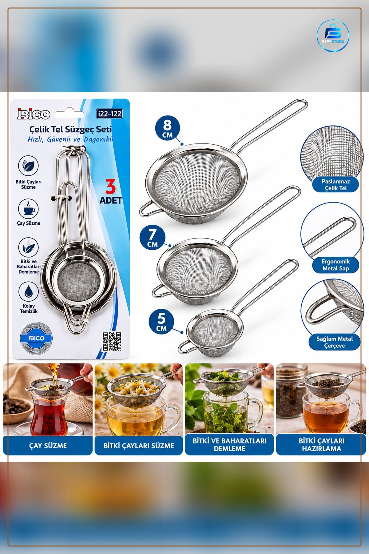 Metal Tel Süzügeç Çerçeve ve Sap Çorba Makarna Yağ Süzme Mutfak Yemek Hazırlık Kullanışlı