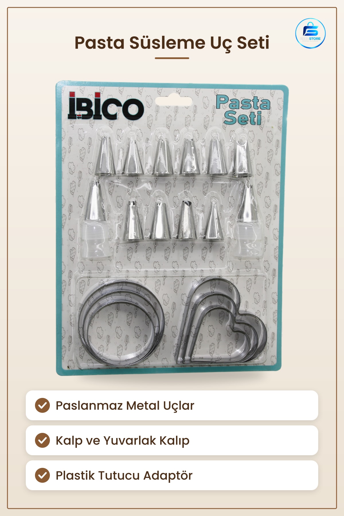 Paslanmaz Metal Pasta Süsleme Ucu Kurabiye Kalıbı Seti Hamur Şekillendirici Mutfak Krem