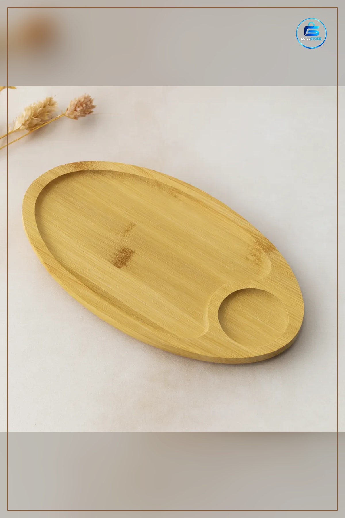 Mini Servis Tepsisi Bambu Oval 2 Bölmeli 25x14x1.4 cm Doğal Kahvaltı Sunum Mutfak Sofra Meze