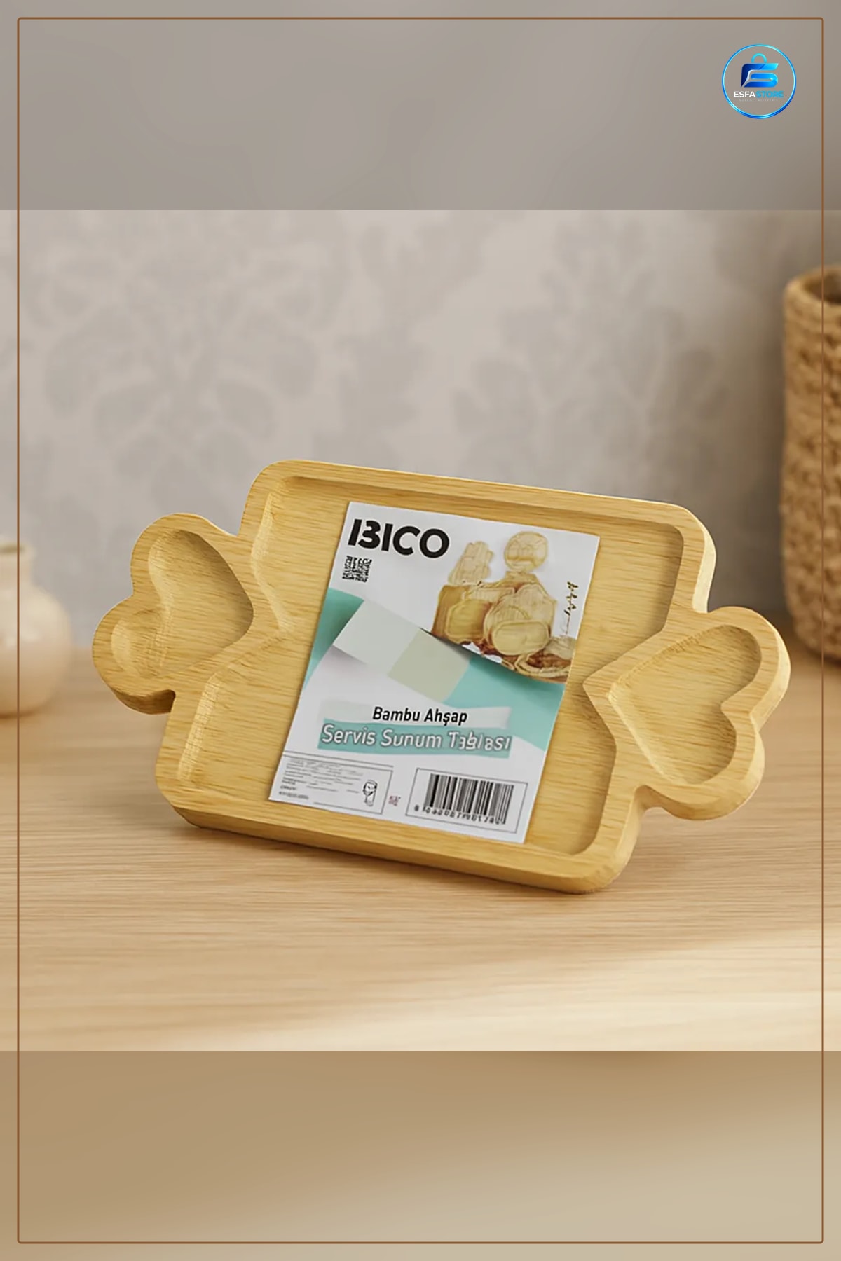 Bambu Ahşap Servis Tepsisi 25x14 cm 3 Bölmeli Sunum Tahtası Mutfak Sofra Kahvaltı