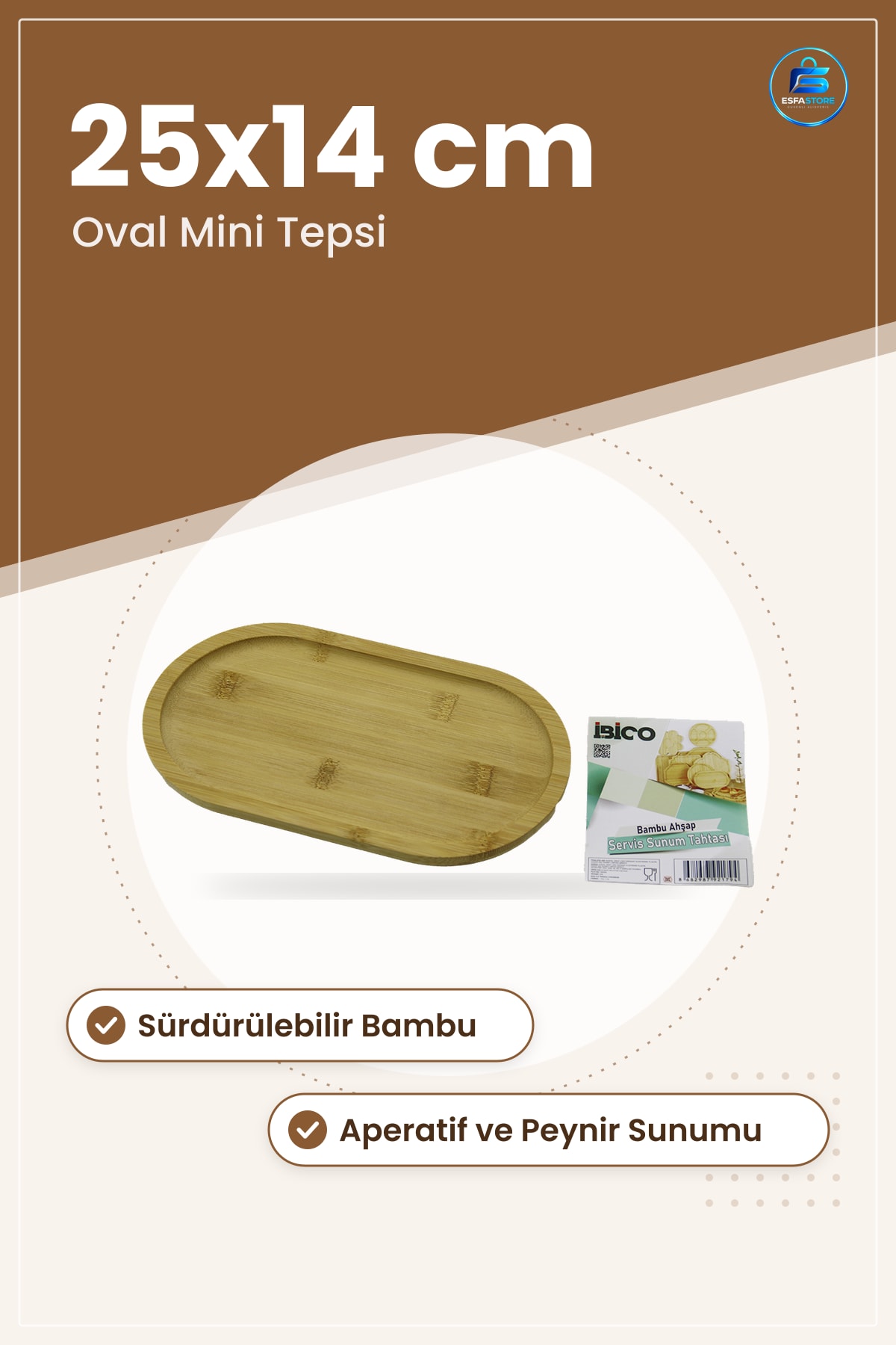 Ahşap Bambu Oval Mini Servis Tepsisi 25x14 cm 1.4 Yüksek Dayanım Sunum Tahtası Aperatif Peynir